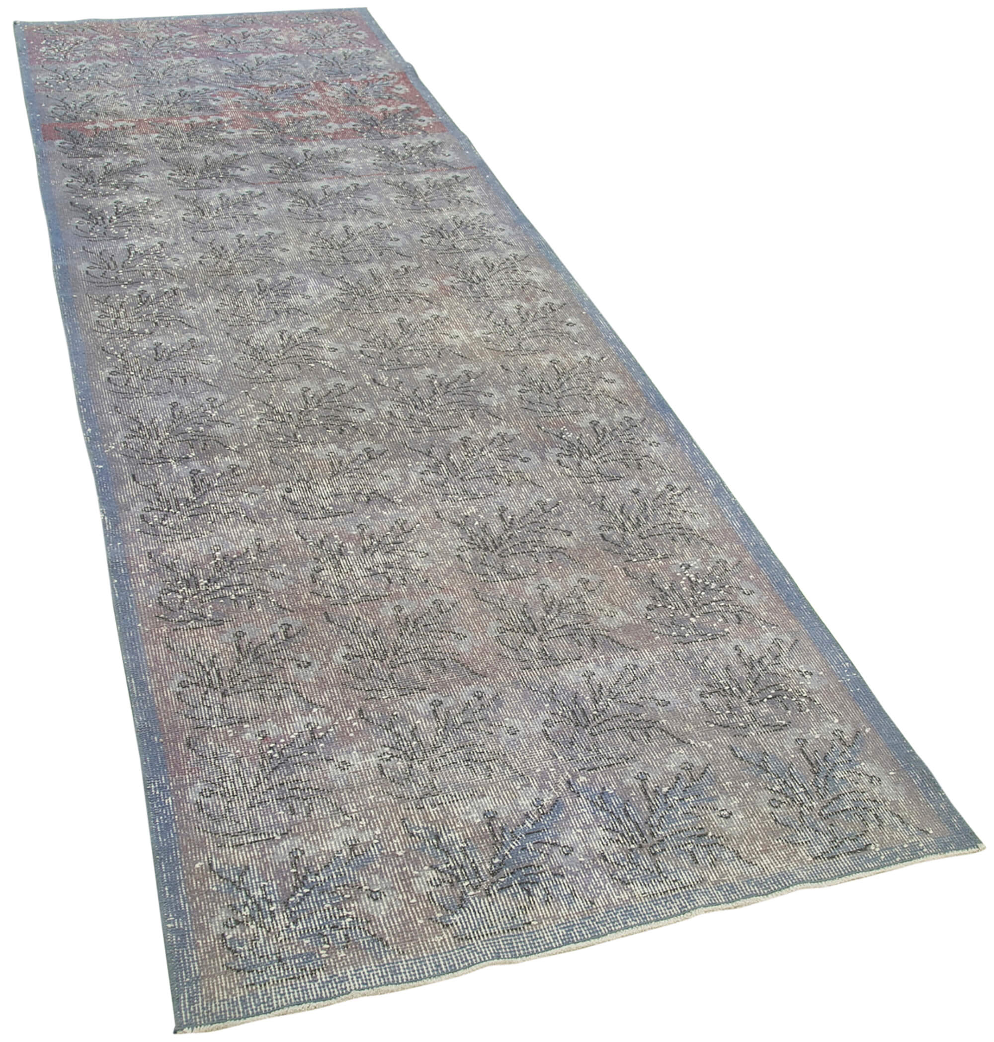 3 x 11 Blue Overdyed Runner Rug - 5114