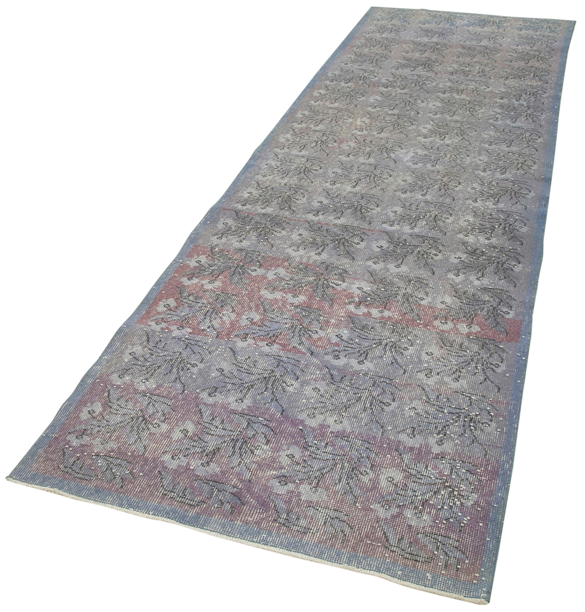 3 x 11 Blue Overdyed Runner Rug - 5114