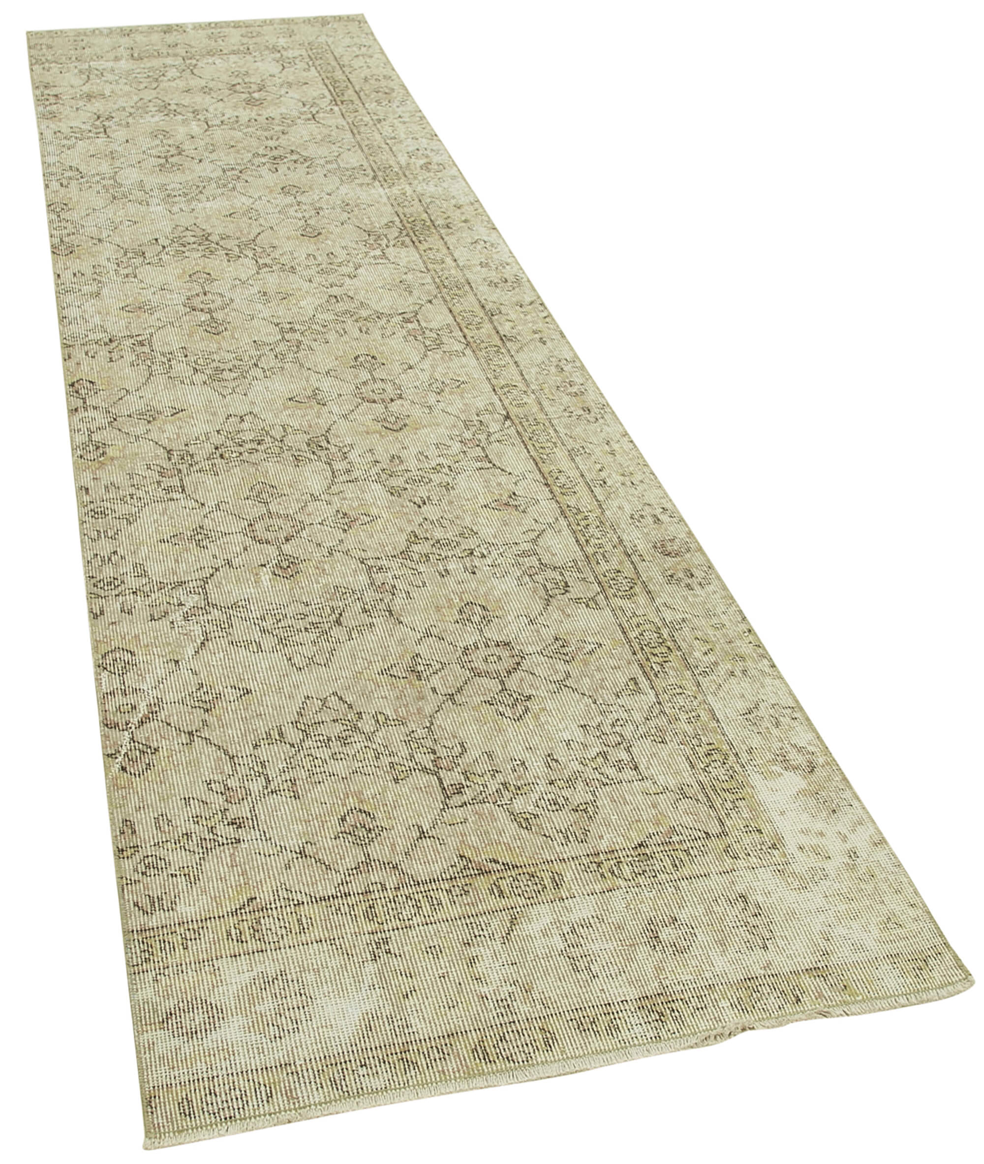 3 x 11 Beige Overdyed Runner Rug - 5117