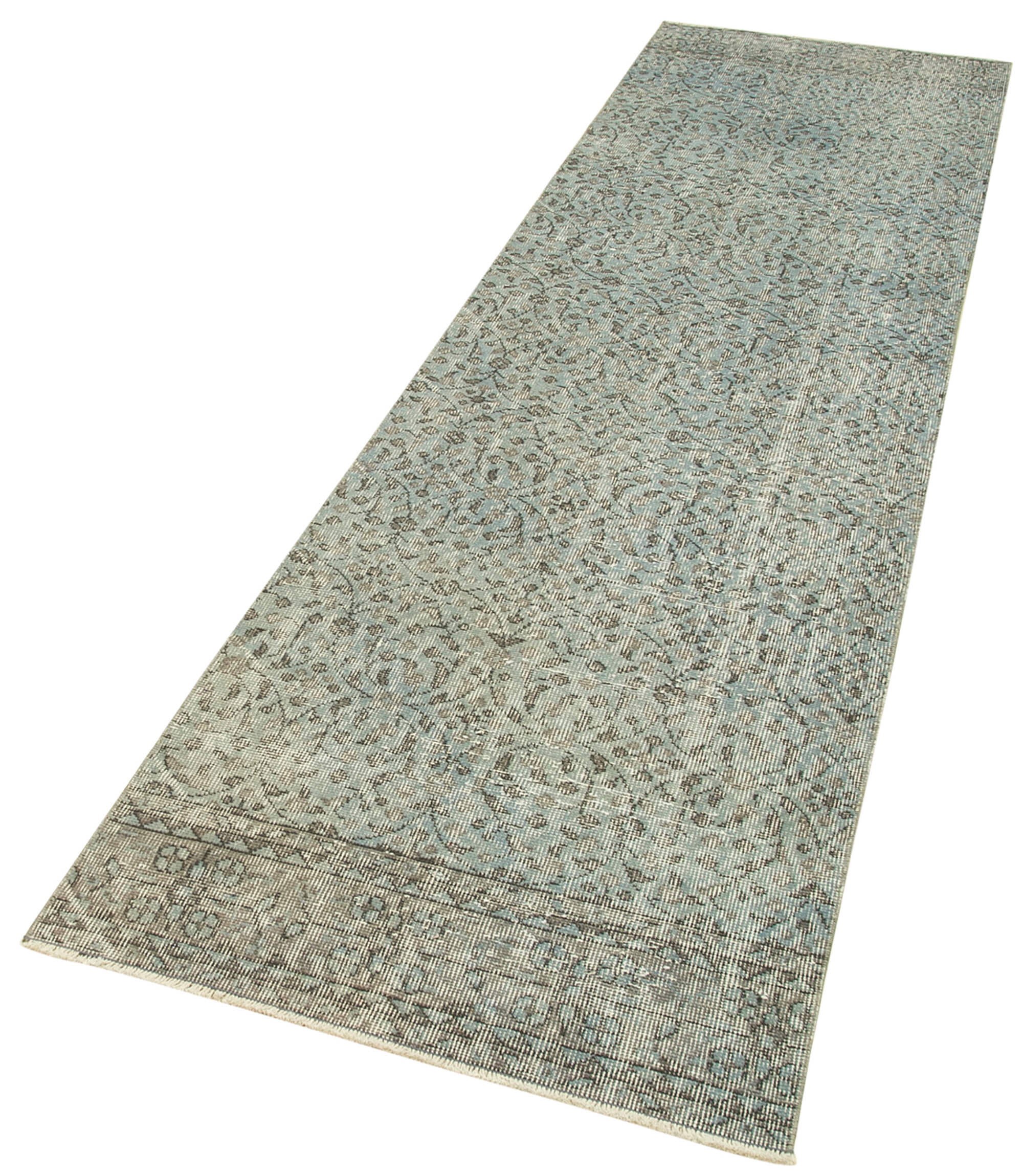 3 x 10 Blue Overdyed Runner Rug - 5129