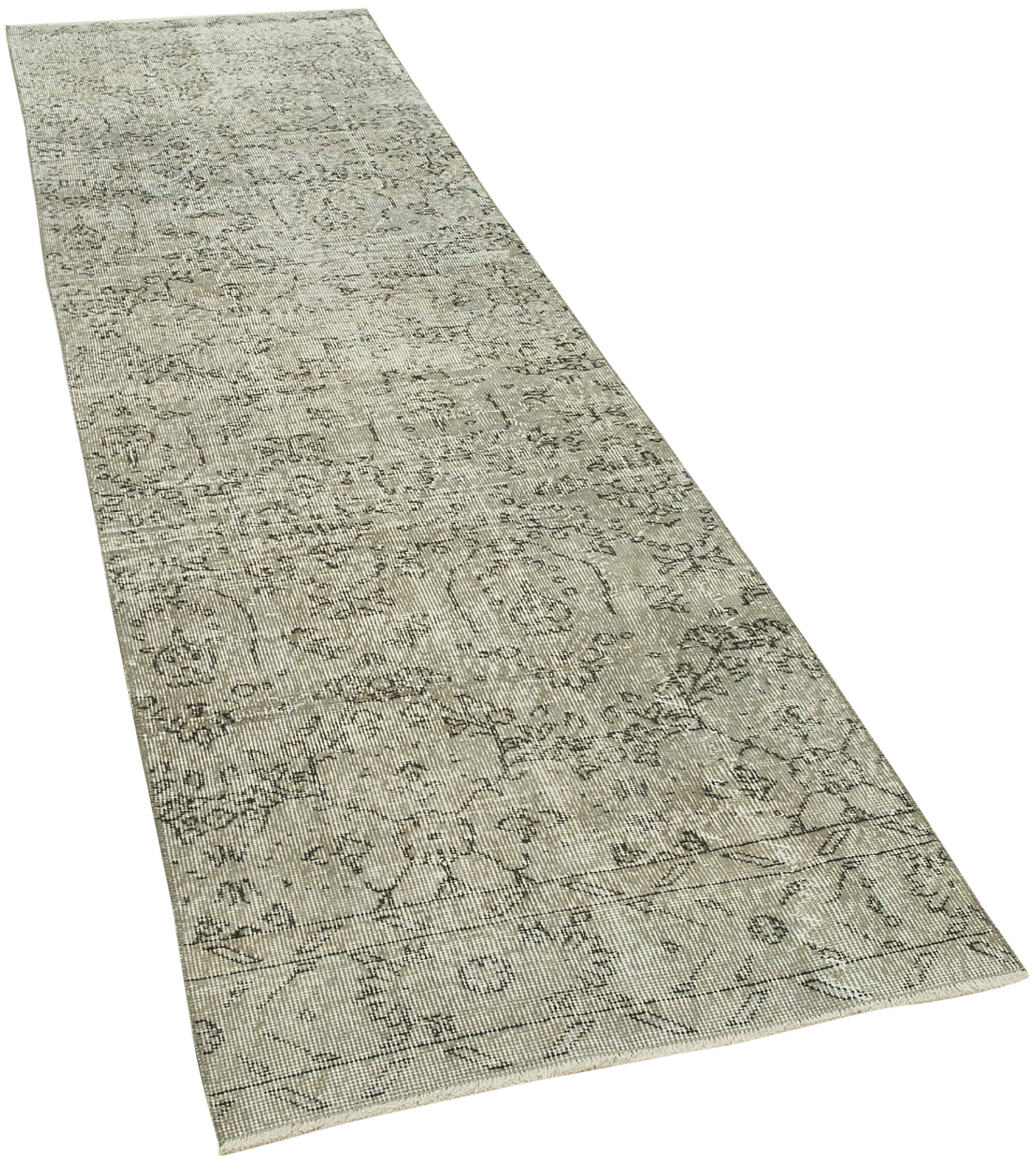 3 x 10 Grey Overdyed Runner Rug - 5133