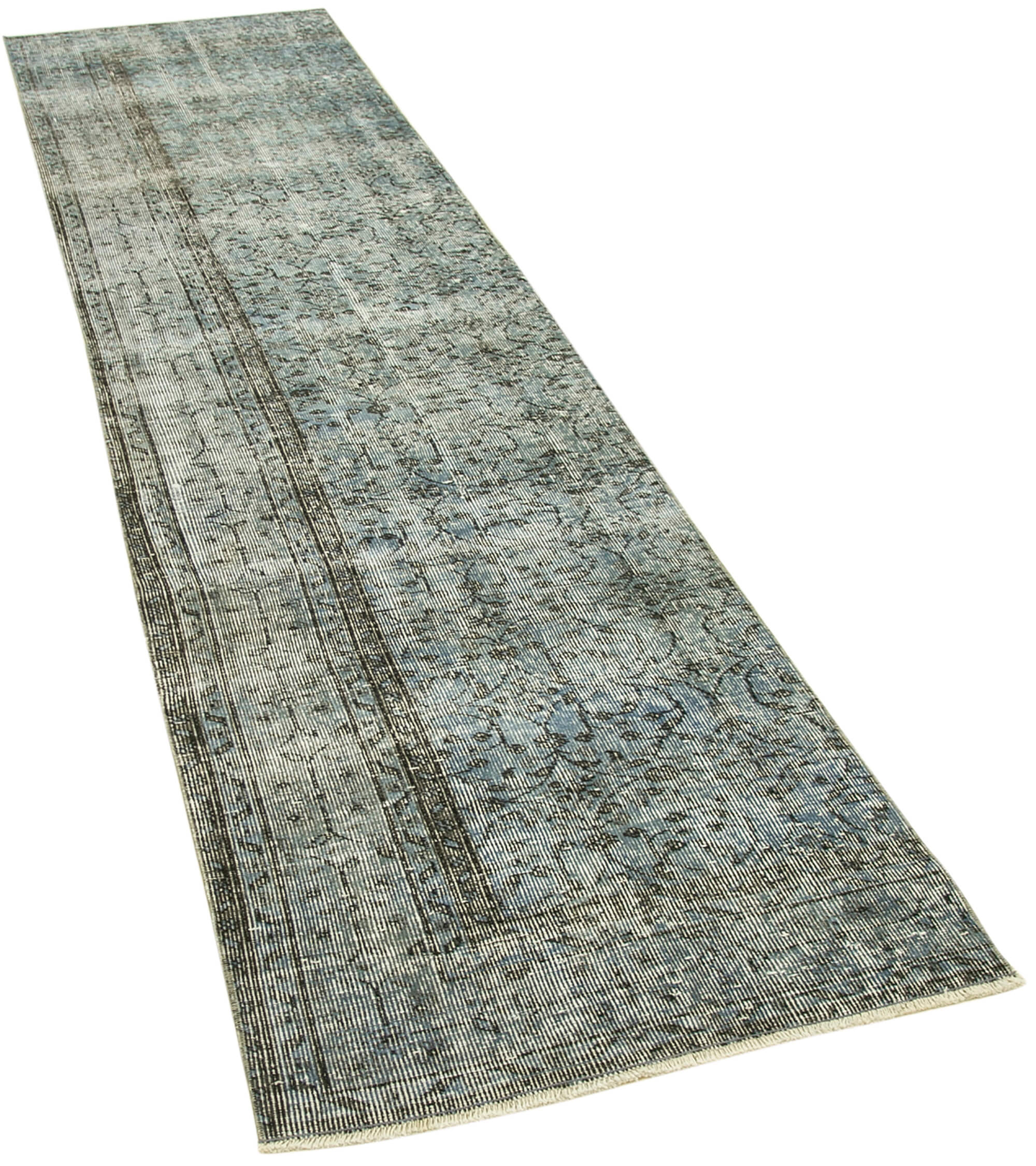 2 x 11 Blue Overdyed Runner Rug - 5137