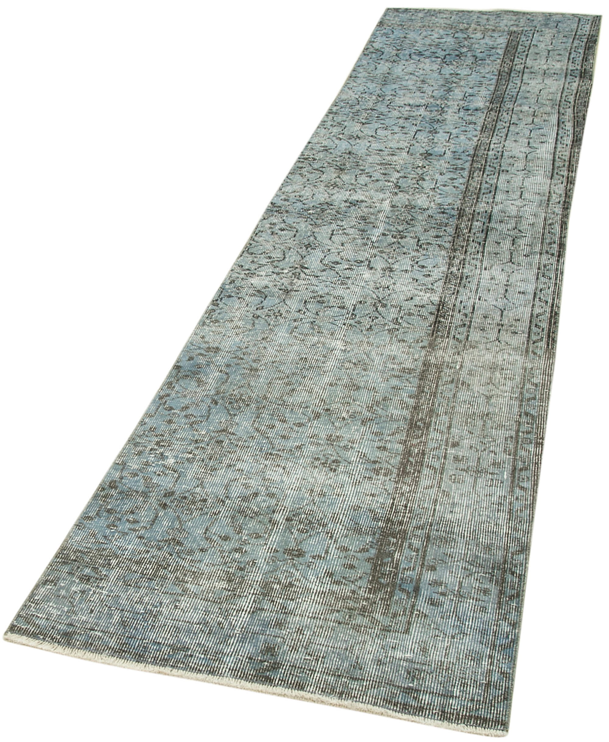 2 x 11 Blue Overdyed Runner Rug - 5137