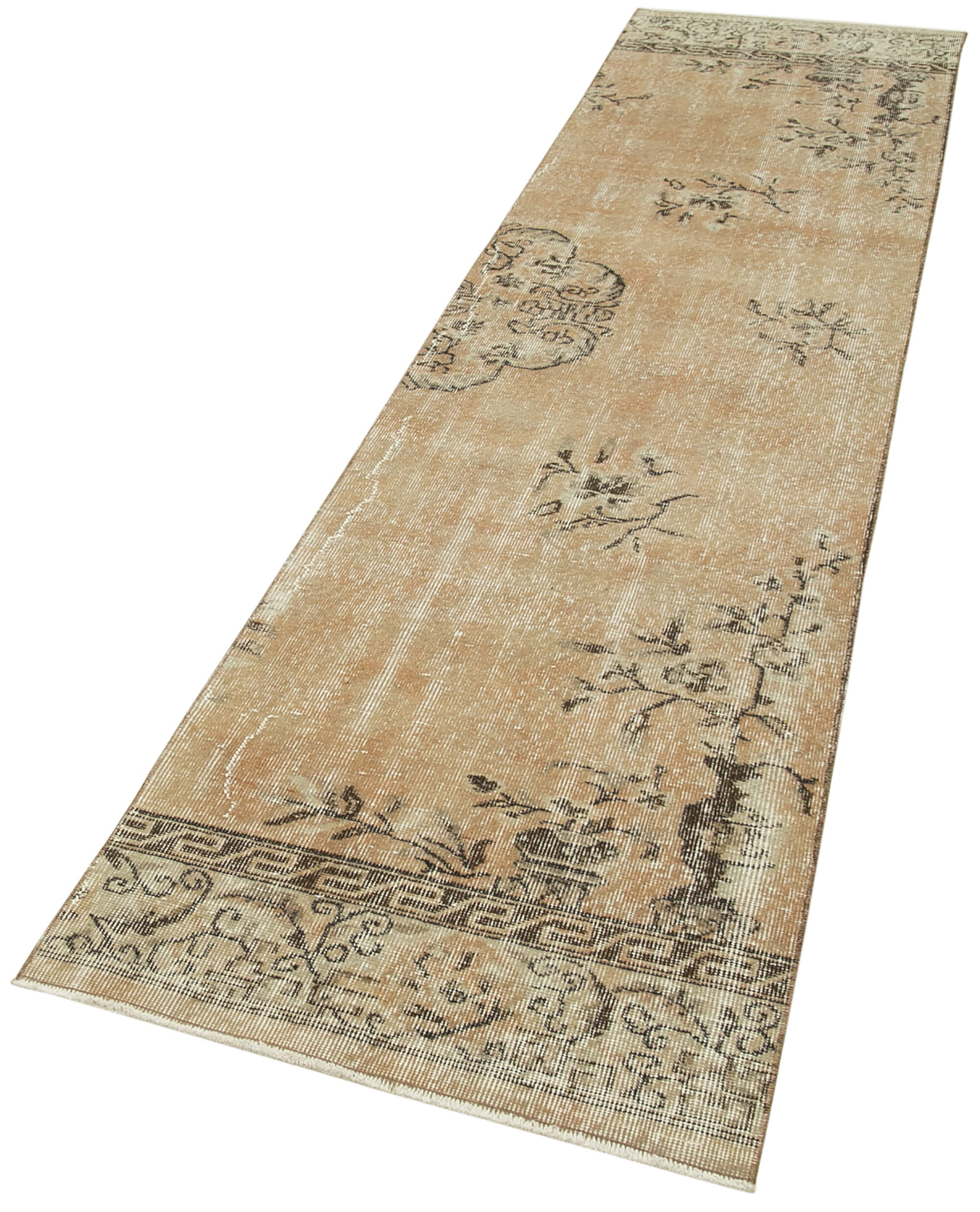 2 x 11 Beige Overdyed Runner Rug - 5140