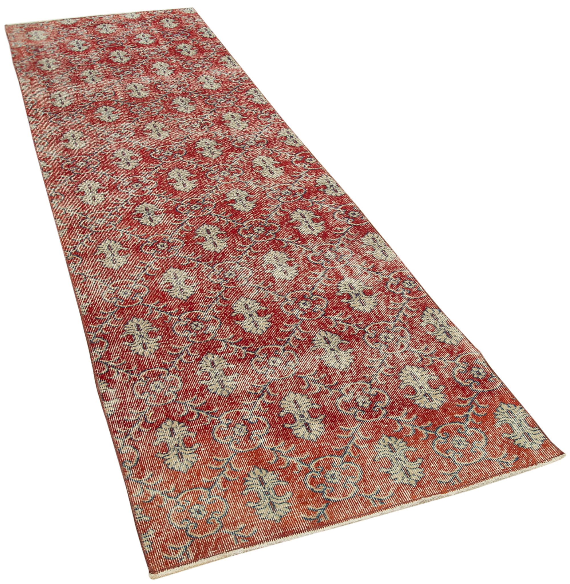 3 x 11 Red Overdyed Runner Rug - 5141