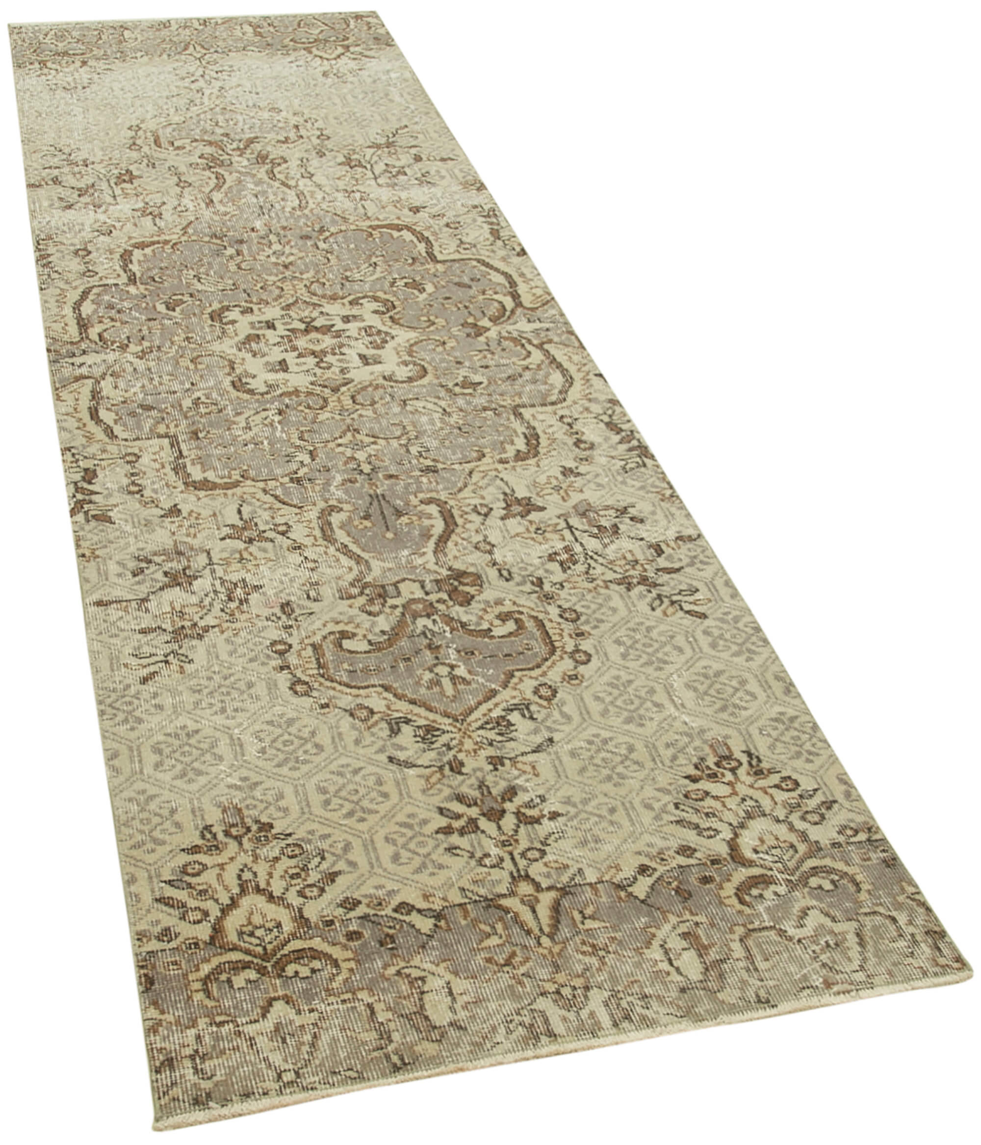 3 x 10 Beige Overdyed Runner Rug - 5153