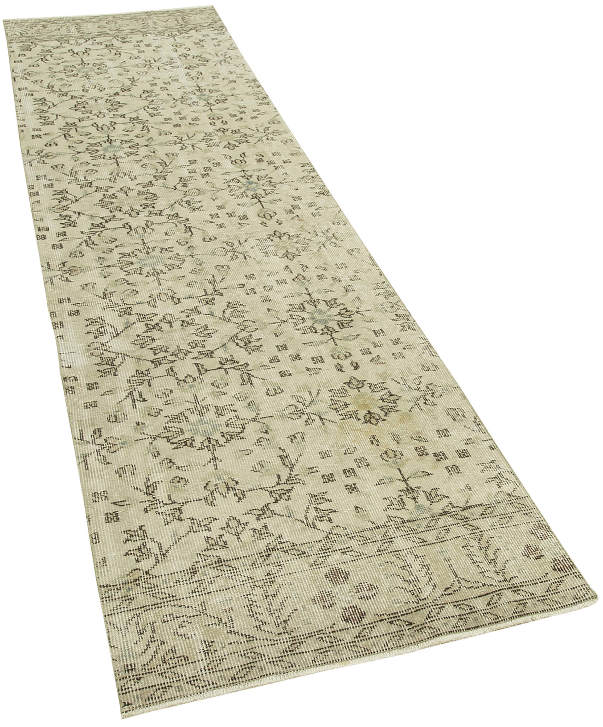 3 x 10 Beige Overdyed Runner Rug - 5162