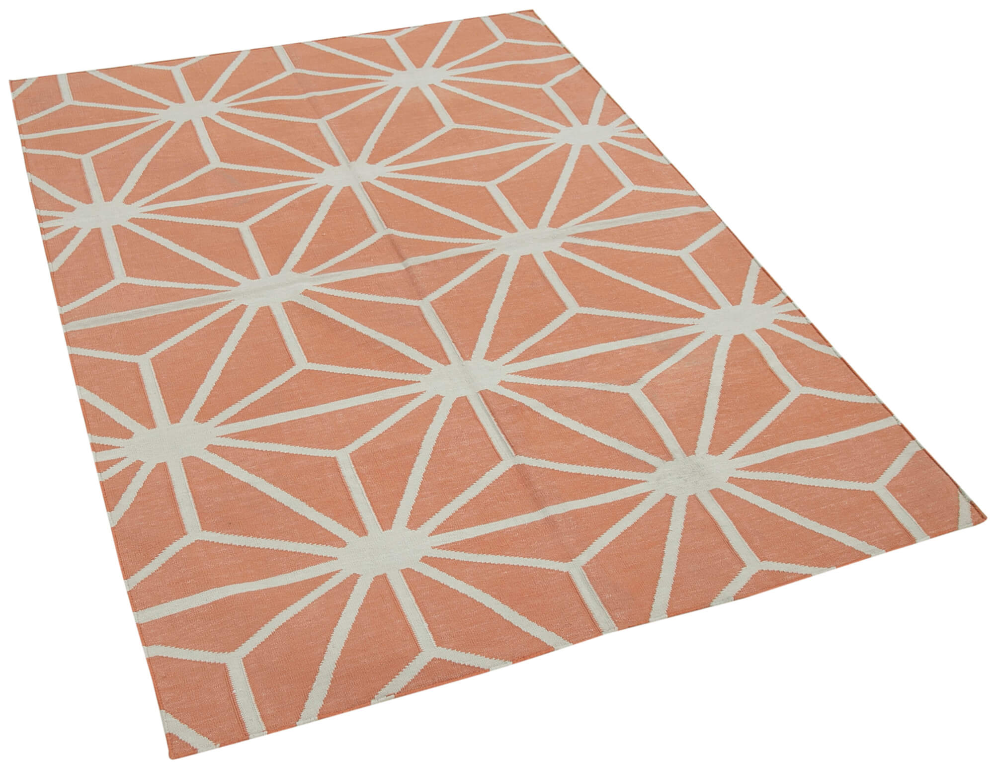 4 x 5 Orange Dhurrie Rug - 5175