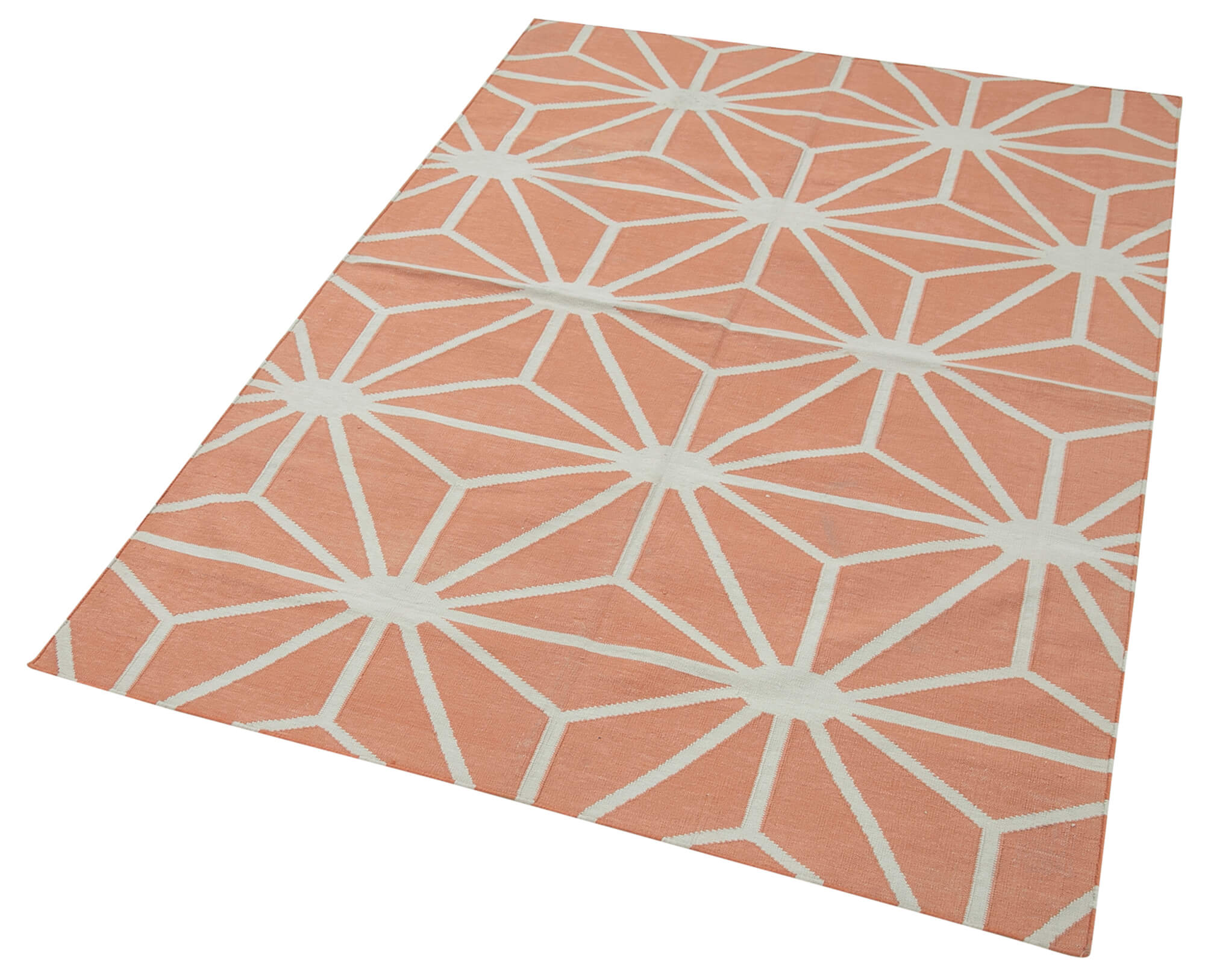 4 x 5 Orange Dhurrie Rug - 5175