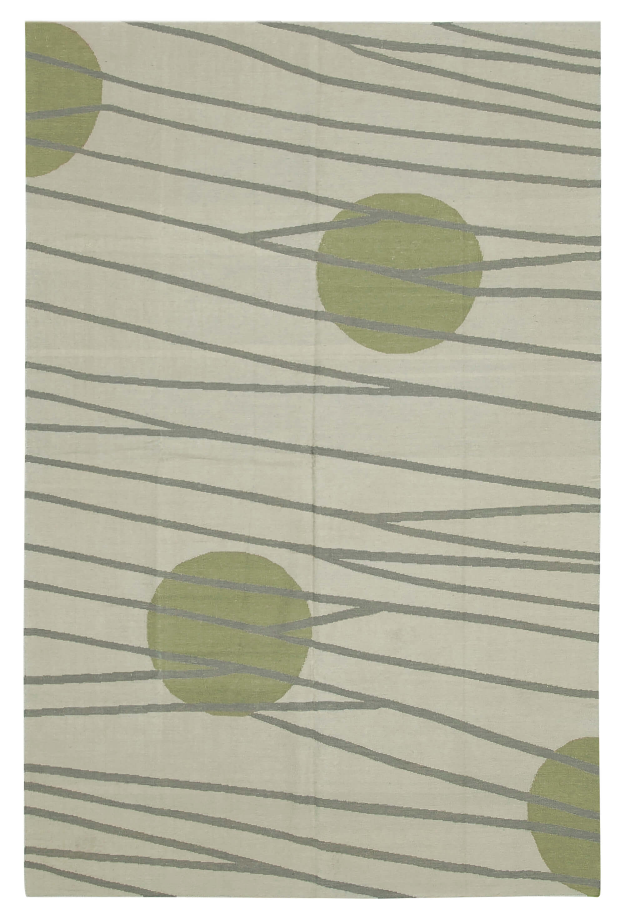 6 x 10 Green Dhurrie Rug - 5177