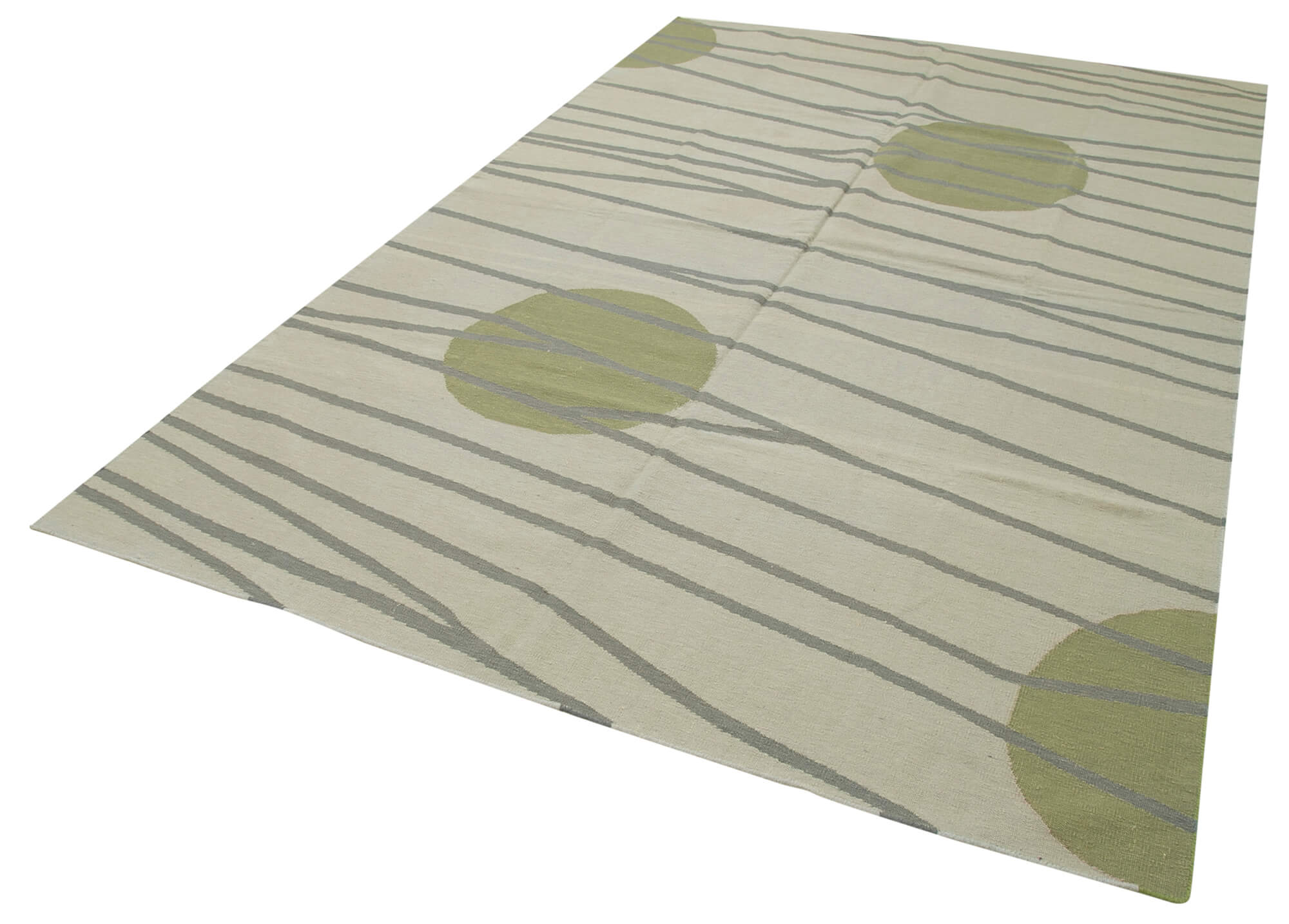 6 x 10 Green Dhurrie Rug - 5177