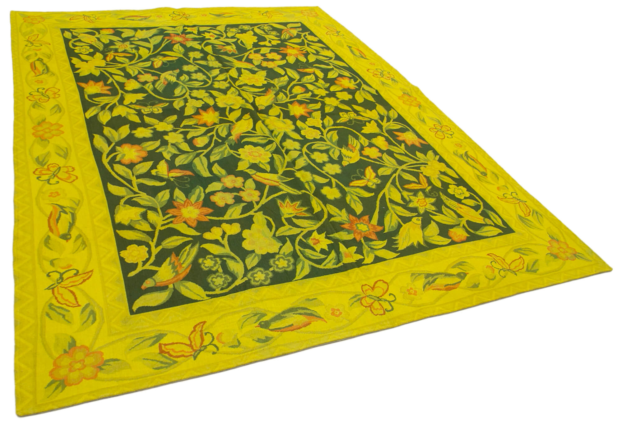 7 x 9 Yellow Needlepoint Kilim Rug - 5658