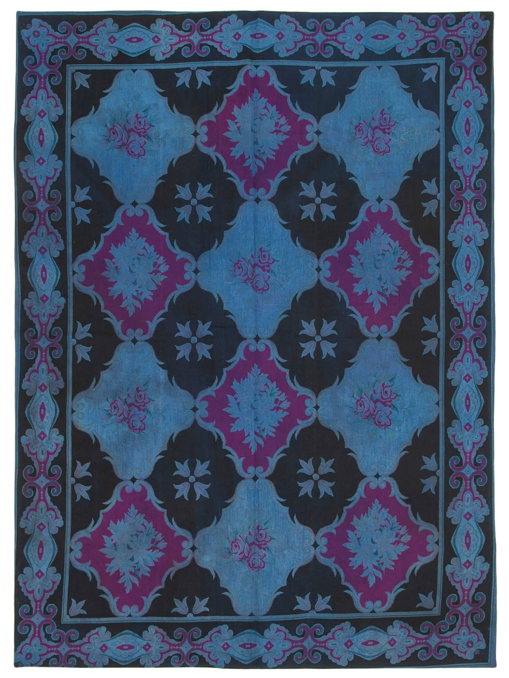 8 x 11 Blue Needlepoint Kilim Rug - 5689