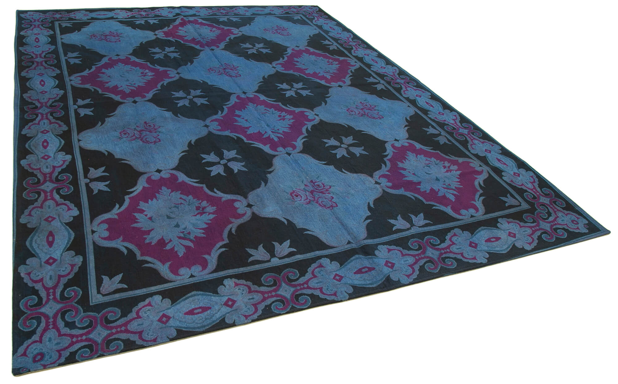 8 x 11 Blue Needlepoint Kilim Rug - 5689