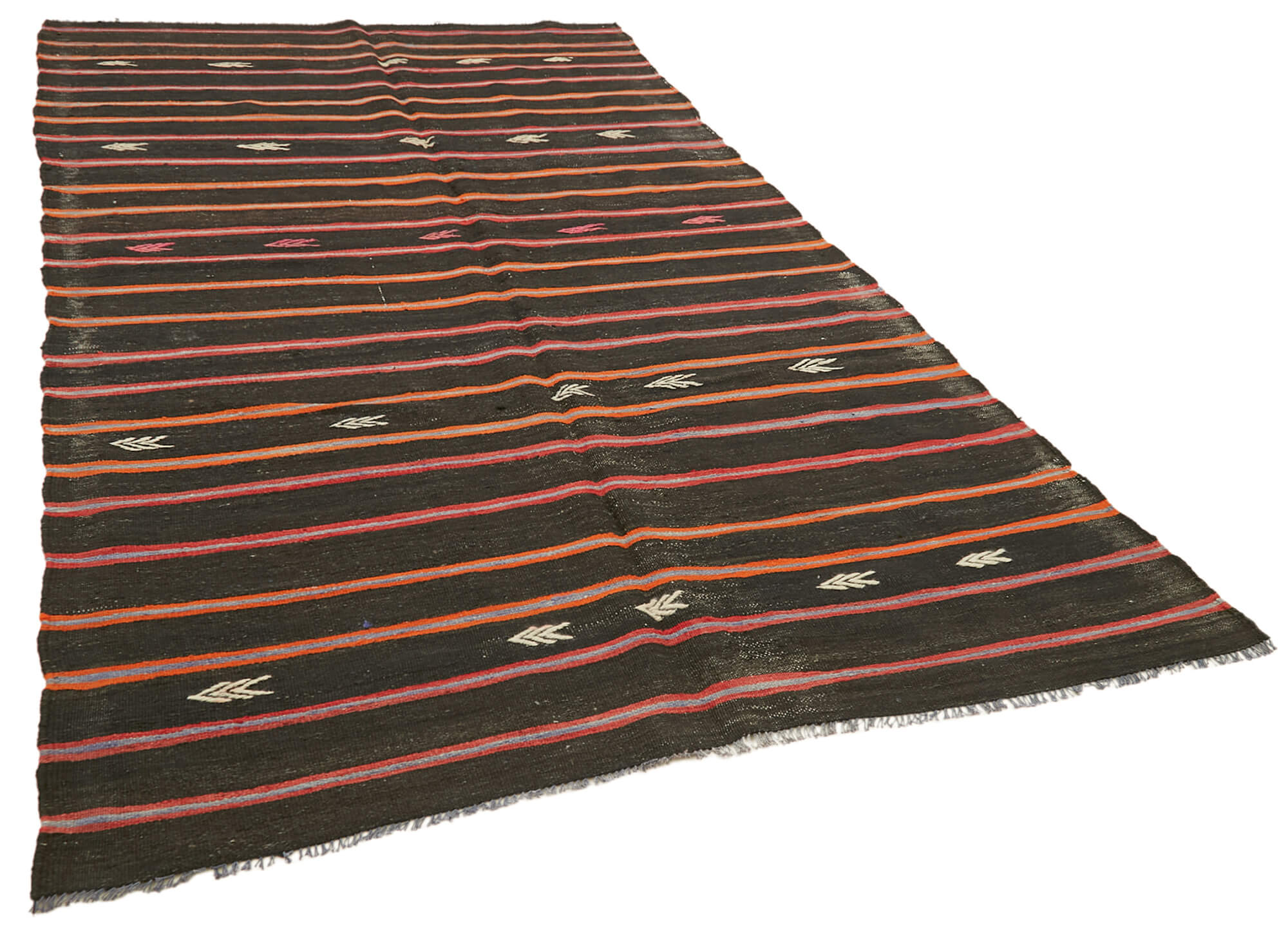 5 x 10 Black Vintage Turkish Kilim Rug - 5836