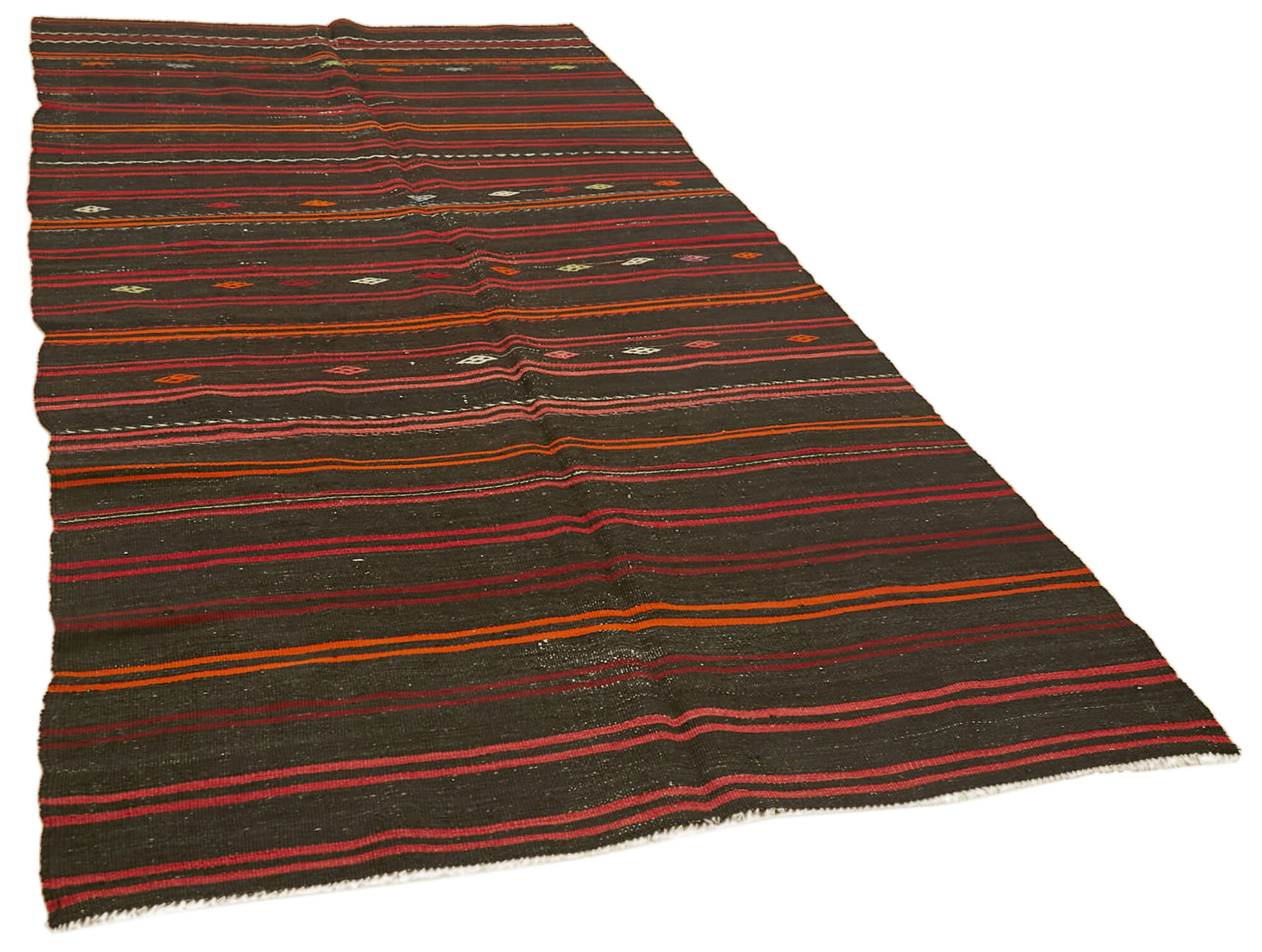 5 x 12 Black Vintage Turkish Kilim Rug - 5837