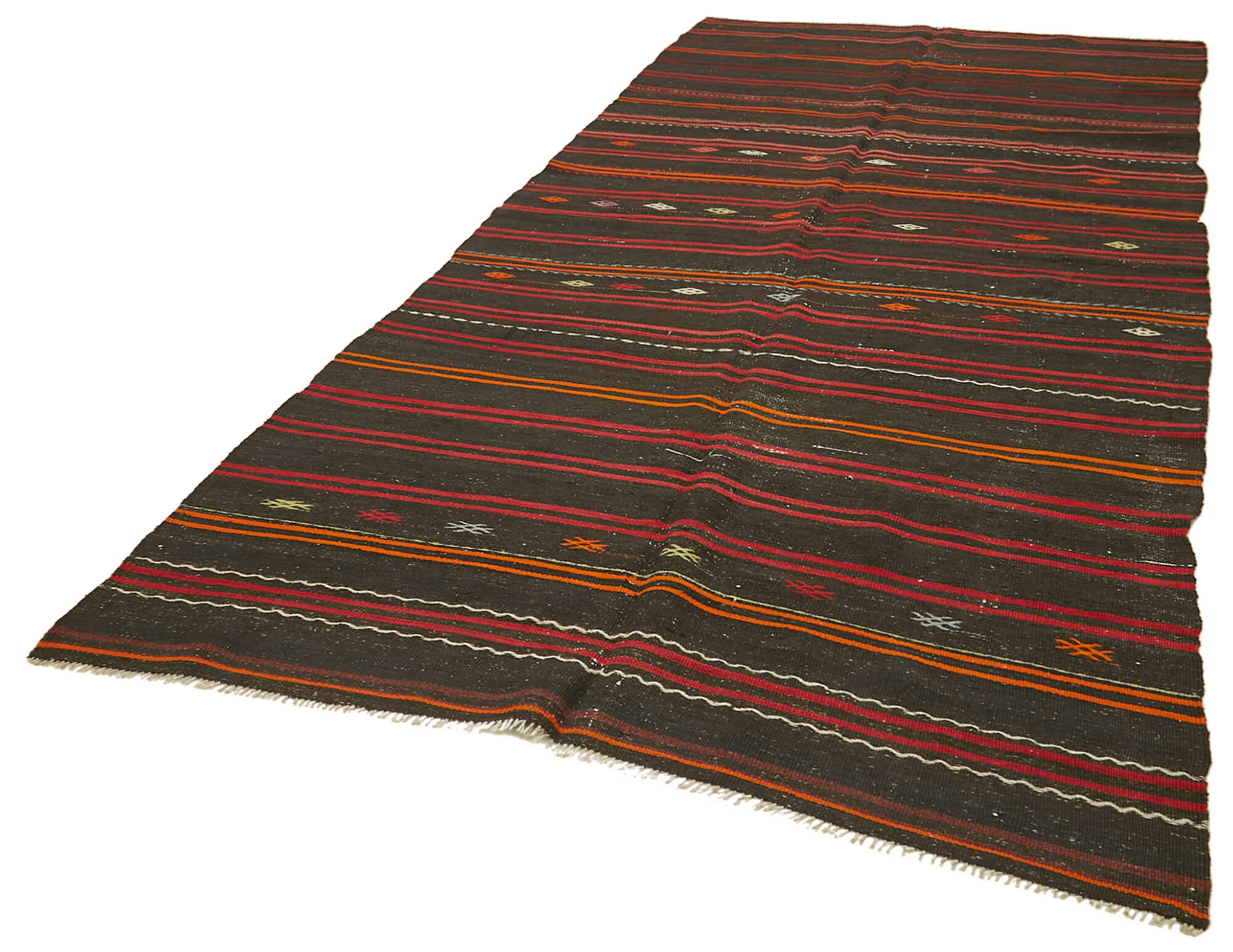 5 x 12 Black Vintage Turkish Kilim Rug - 5837