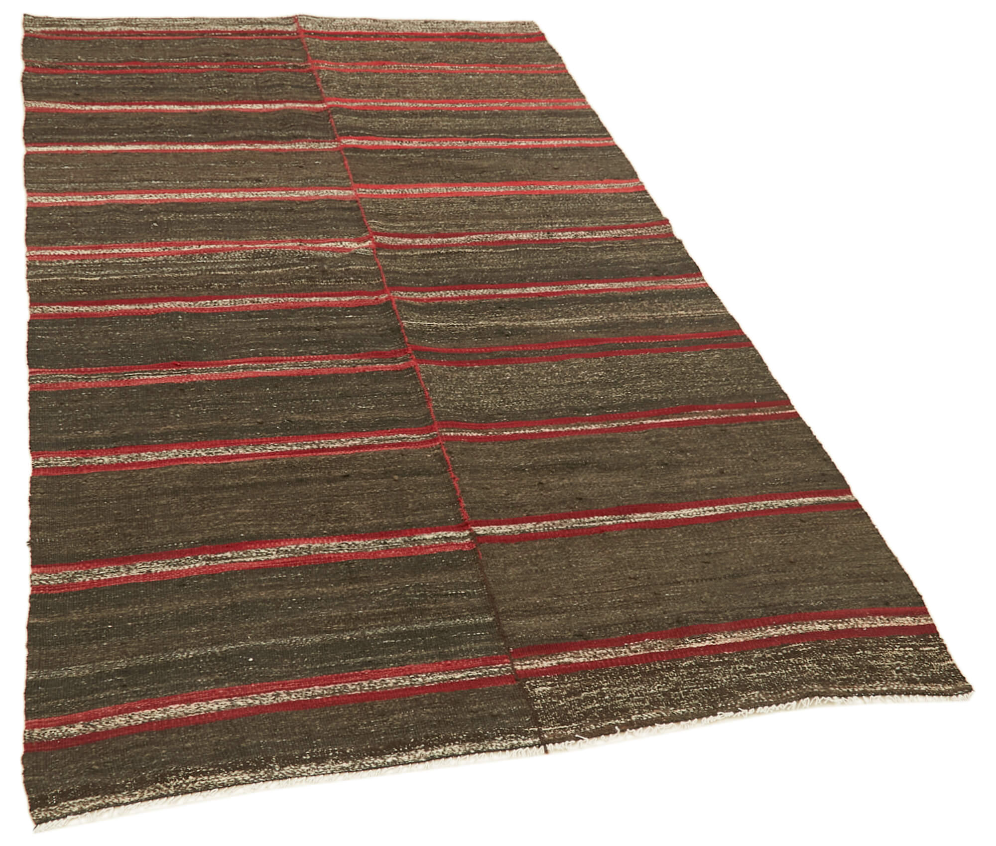 4 x 8 Brown Vintage Turkish Kilim Rug - 5841