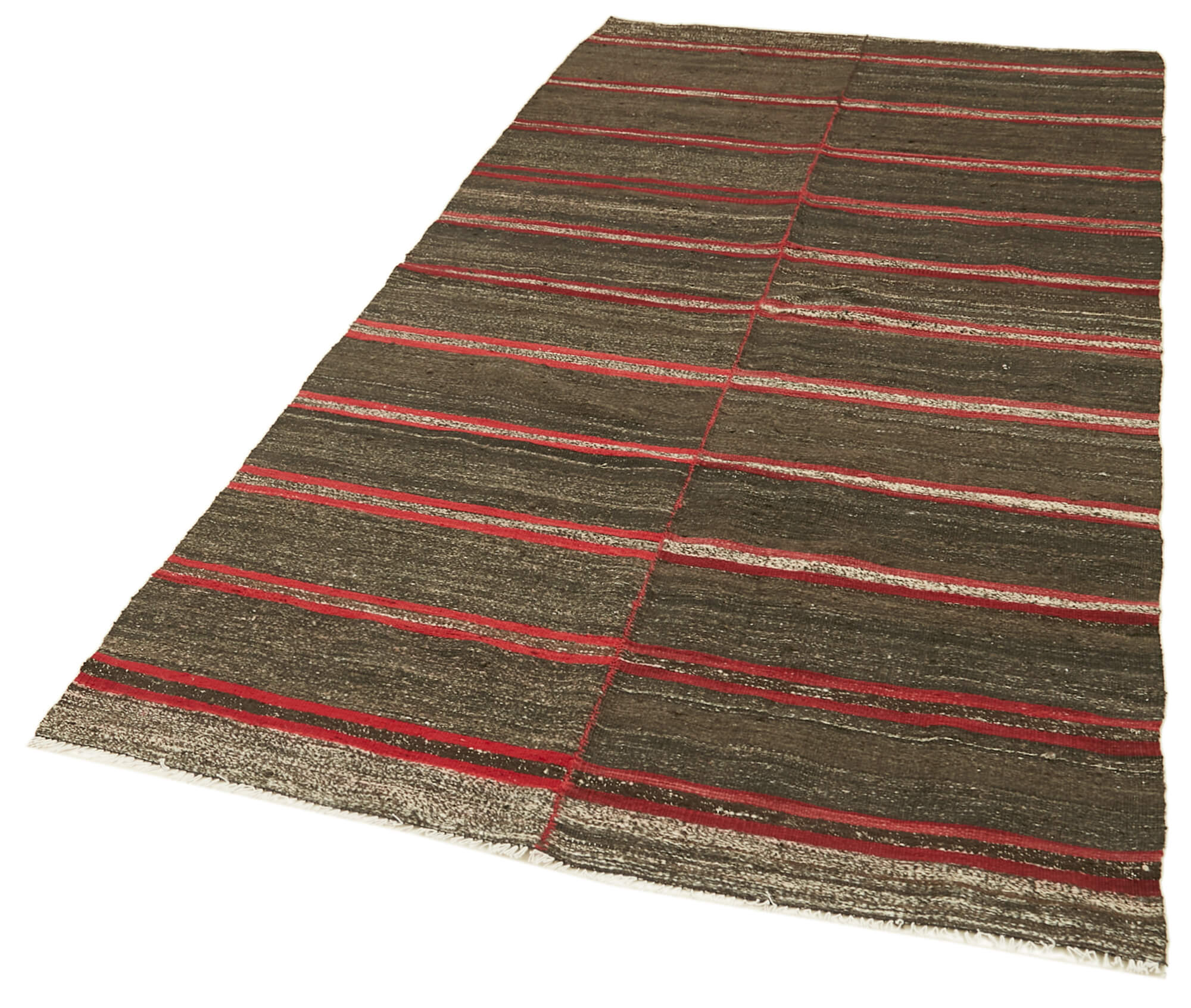 4 x 8 Brown Vintage Turkish Kilim Rug - 5841