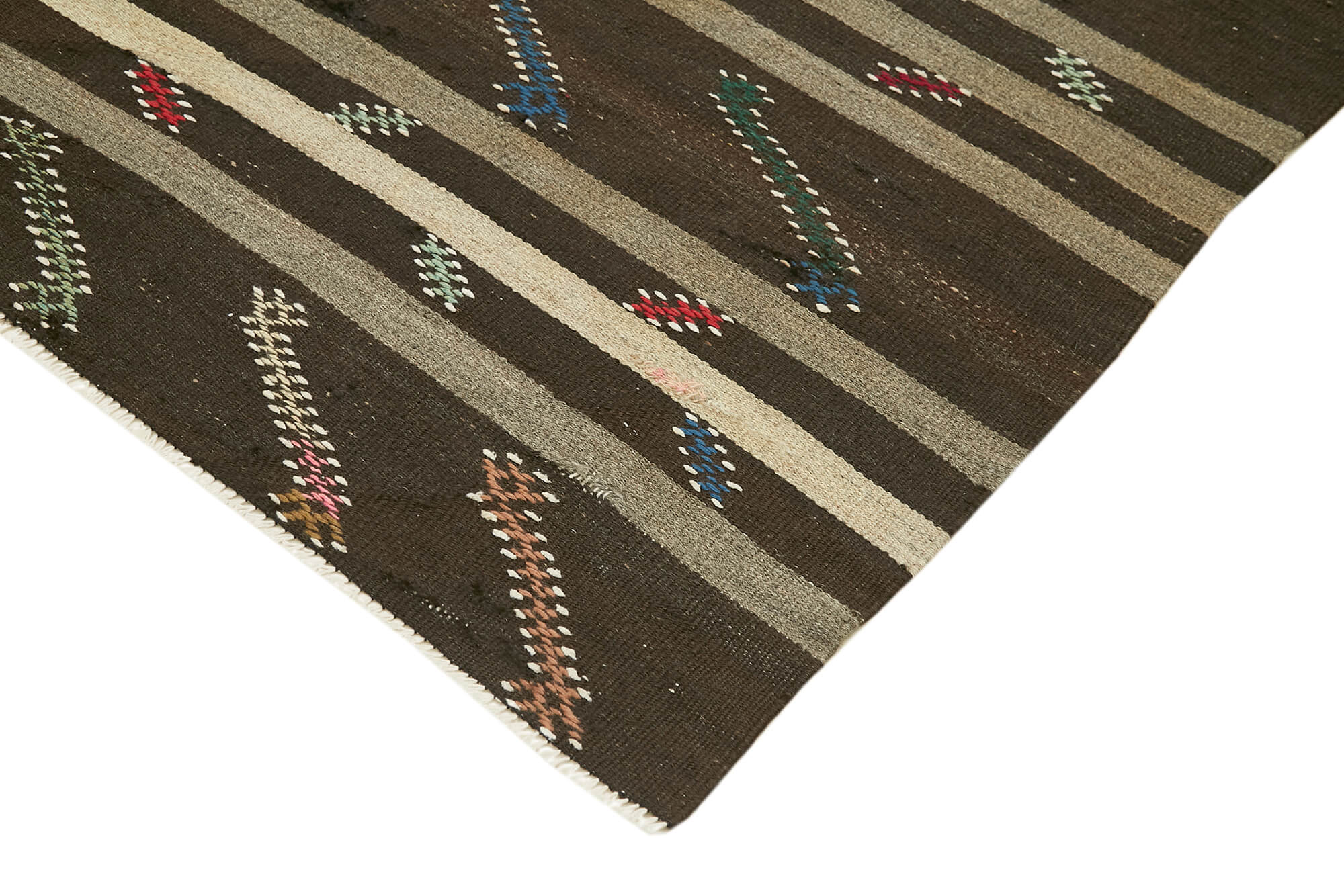 8 x 10 Brown Vintage Turkish Kilim Rug - 5847