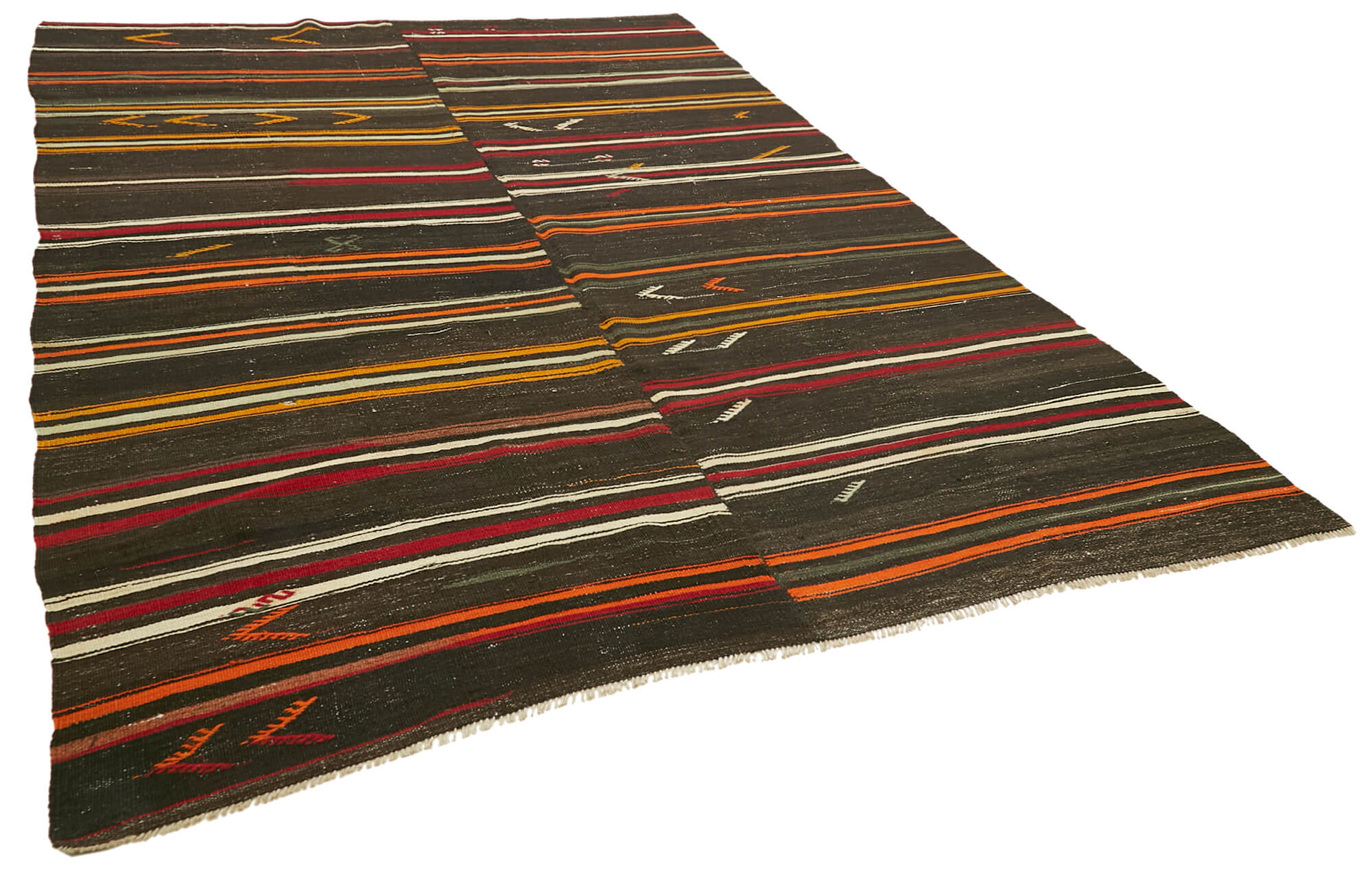 8 x 11 Brown Vintage Turkish Kilim Rug - 5848