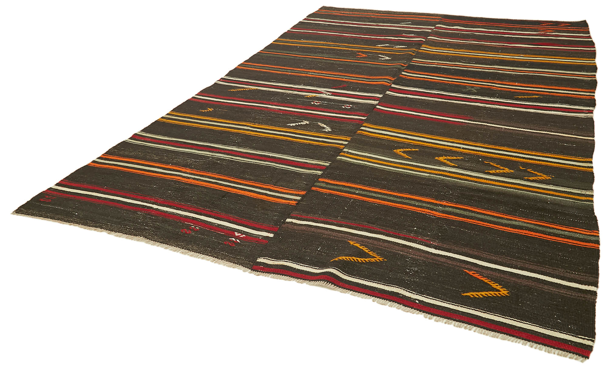 8 x 11 Brown Vintage Turkish Kilim Rug - 5848