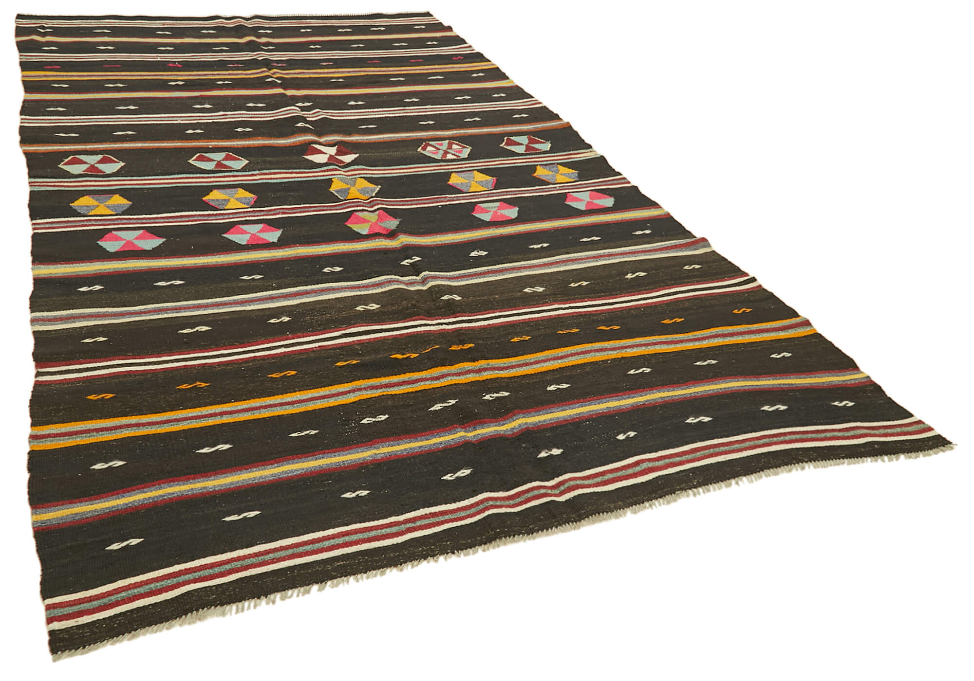 6 x 11 Brown Vintage Turkish Kilim Rug - 5849