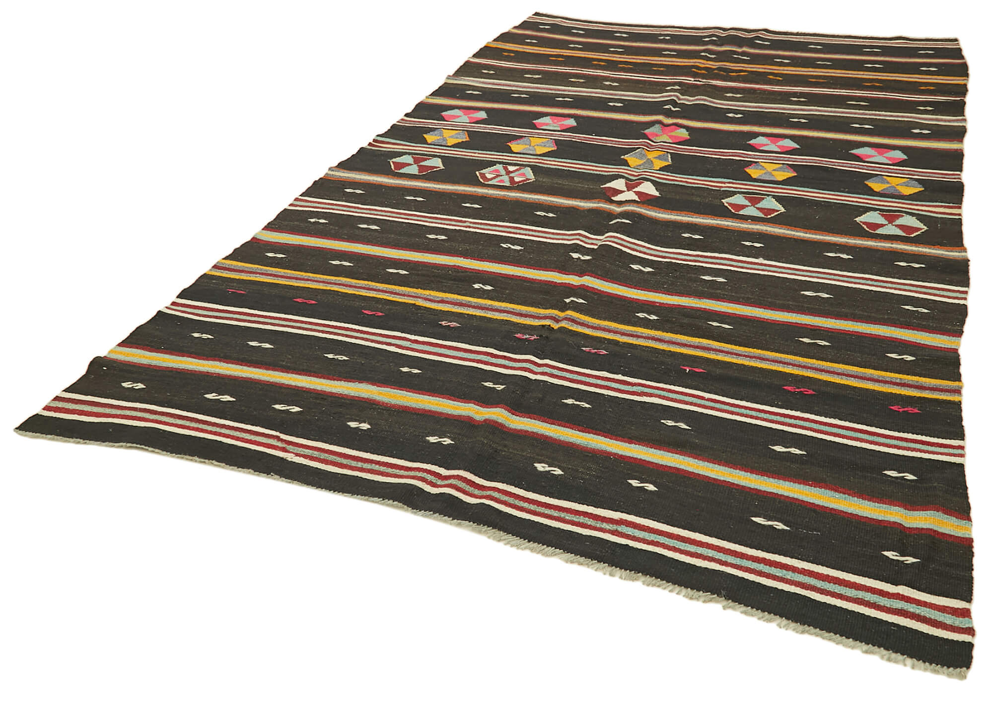 6 x 11 Brown Vintage Turkish Kilim Rug - 5849