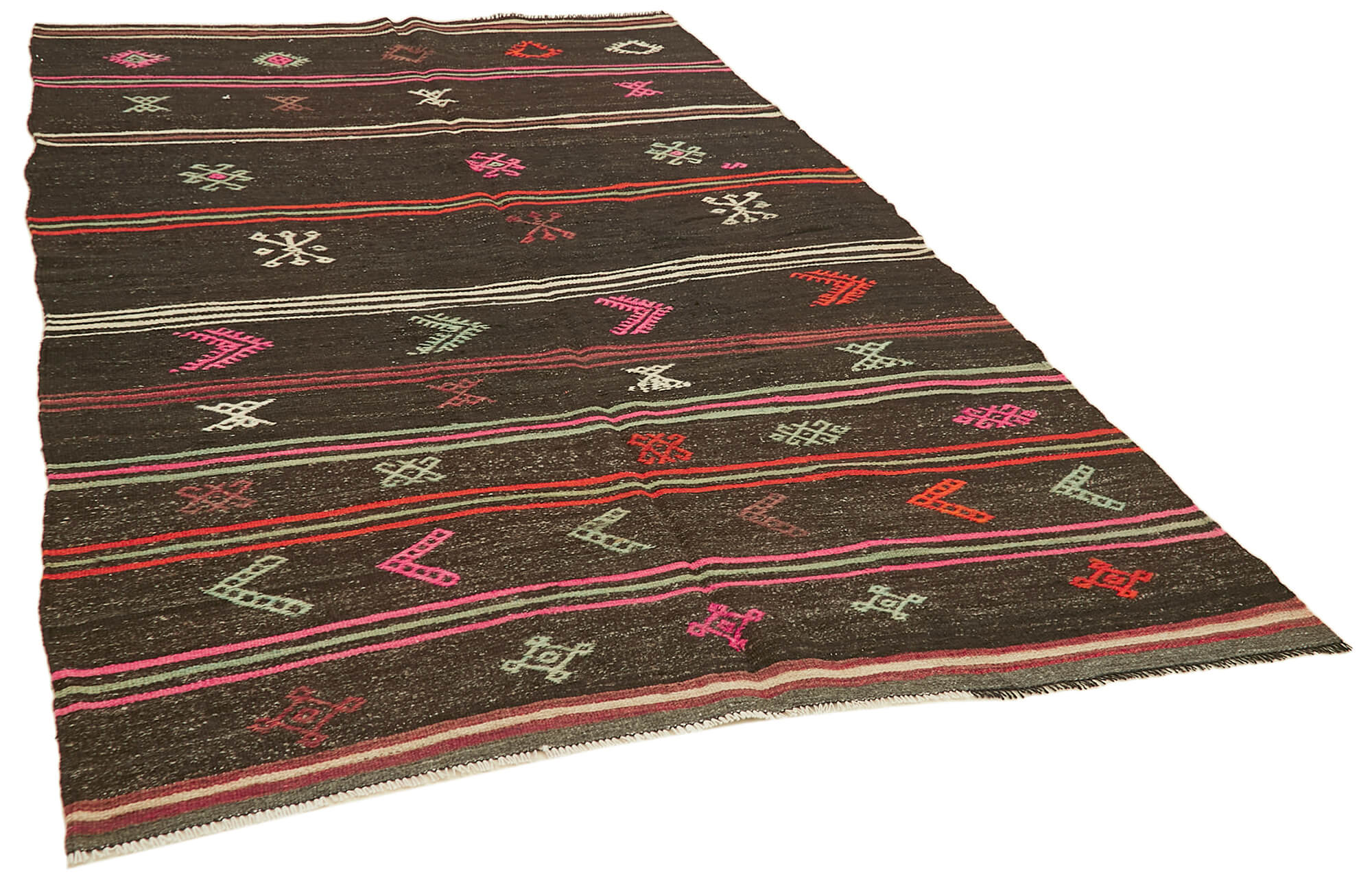 6 x 9 Brown Vintage Turkish Kilim Rug - 5850