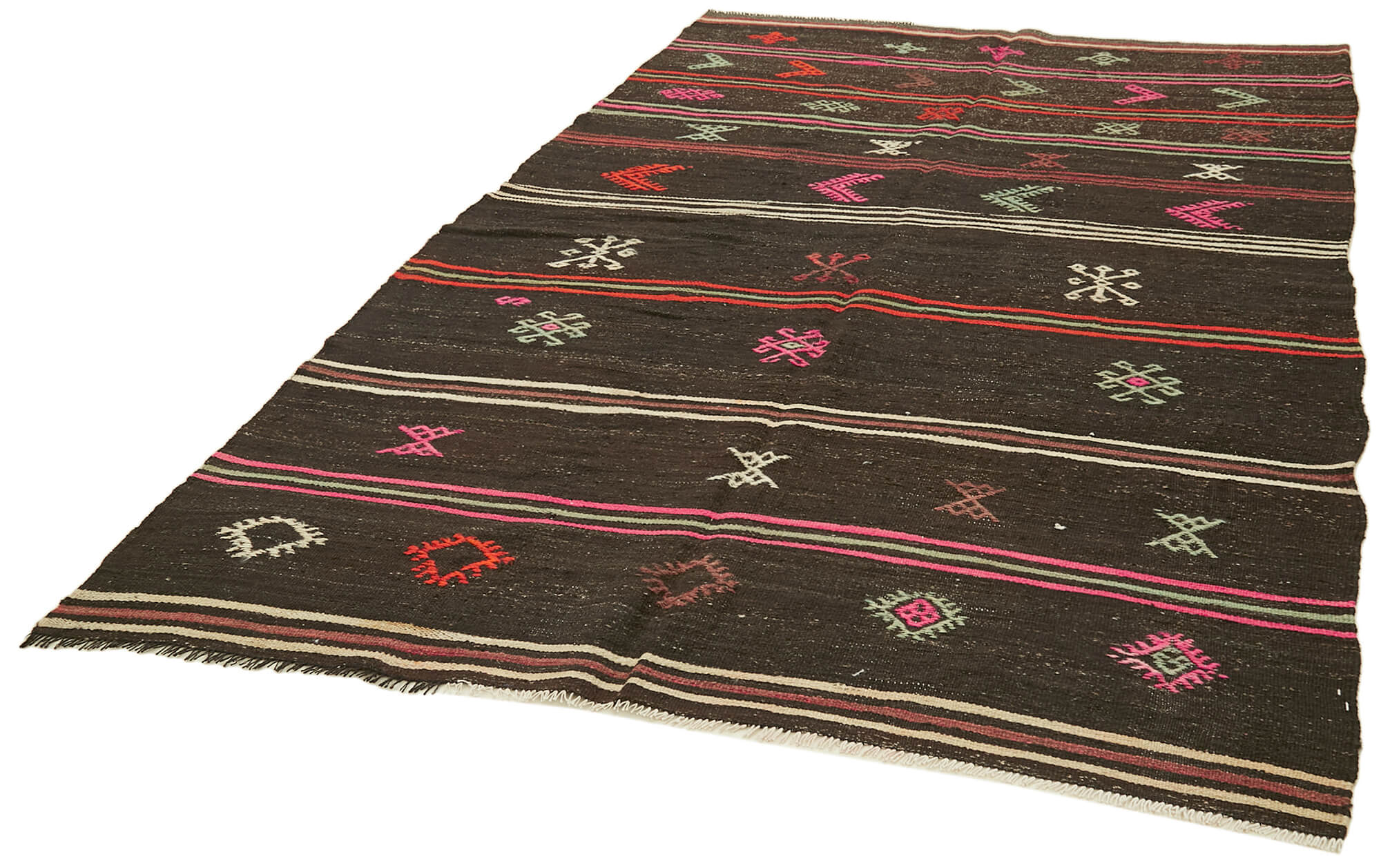 6 x 9 Brown Vintage Turkish Kilim Rug - 5850