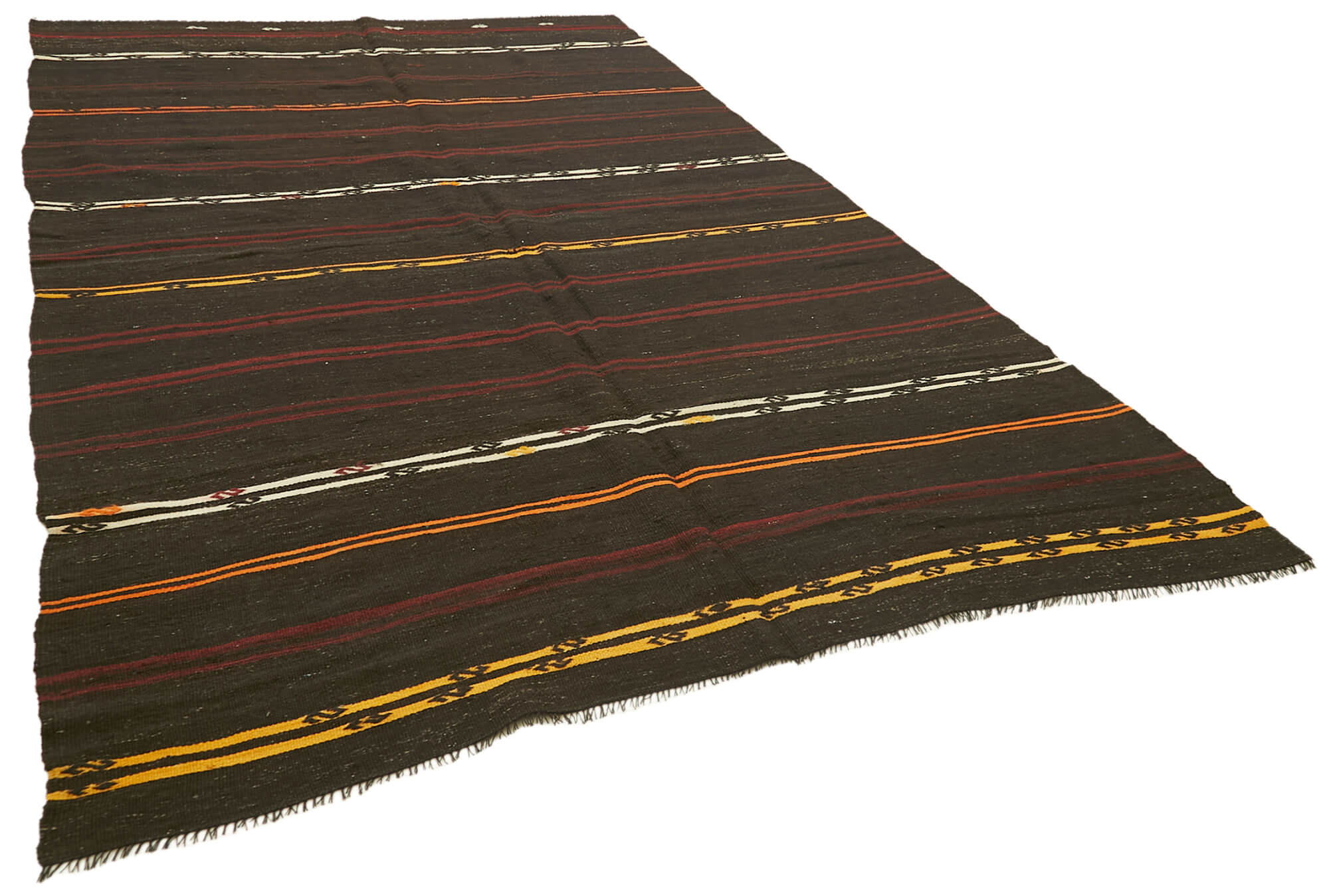 7 x 10 Brown Vintage Turkish Kilim Rug - 5852