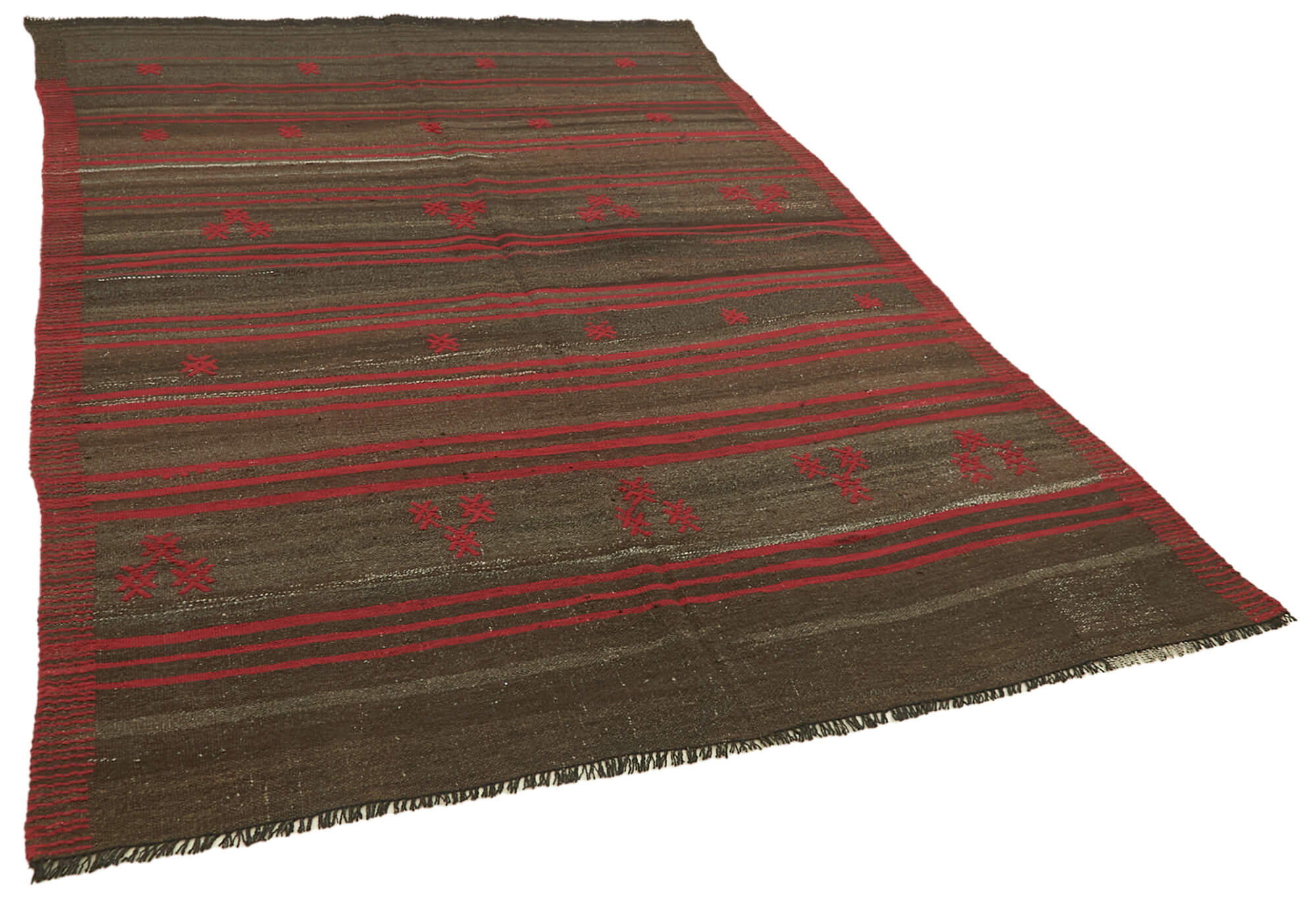 6 x 8 Brown Vintage Turkish Kilim Rug - 5855