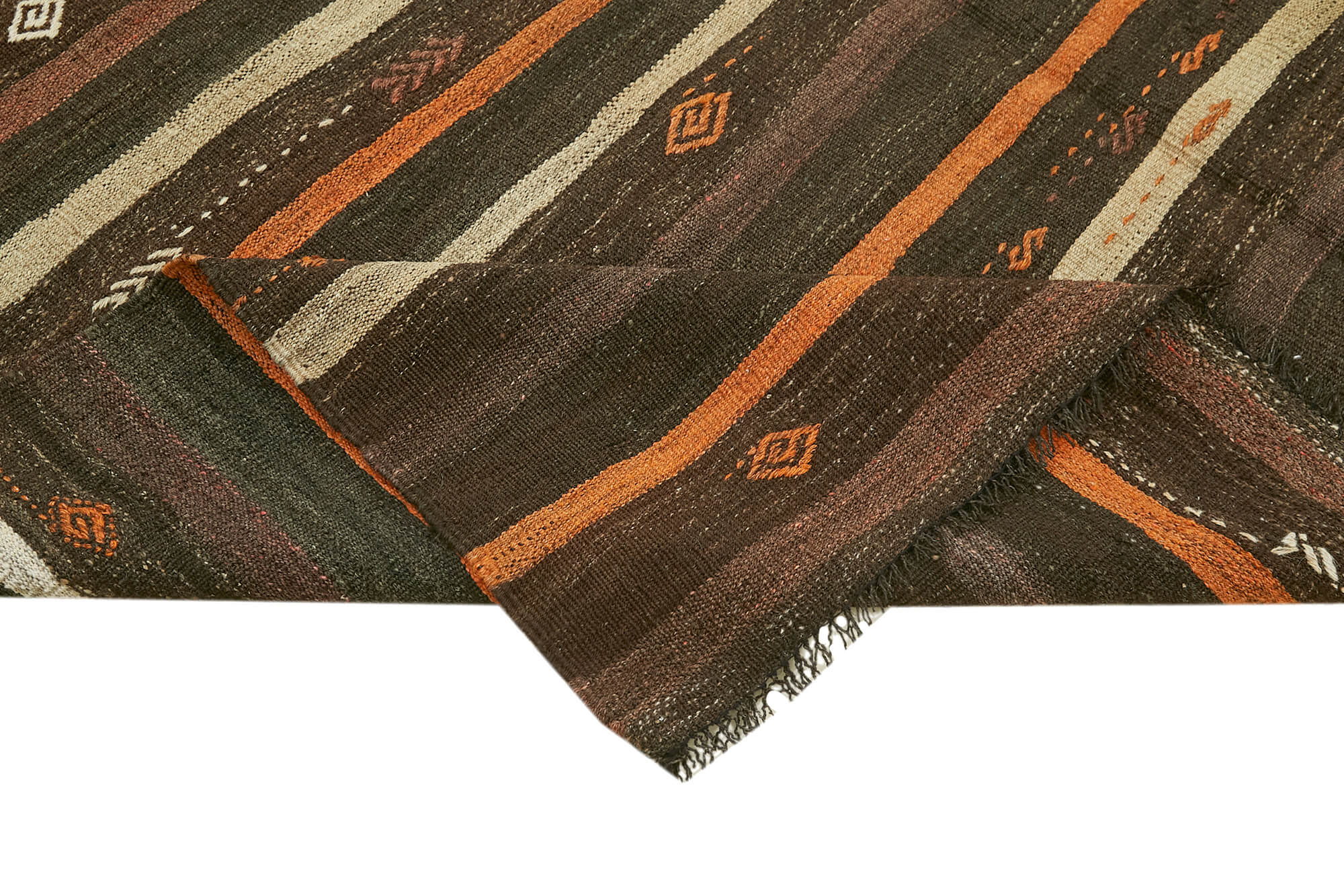 7 x 10 Brown Vintage Turkish Kilim Rug - 5856