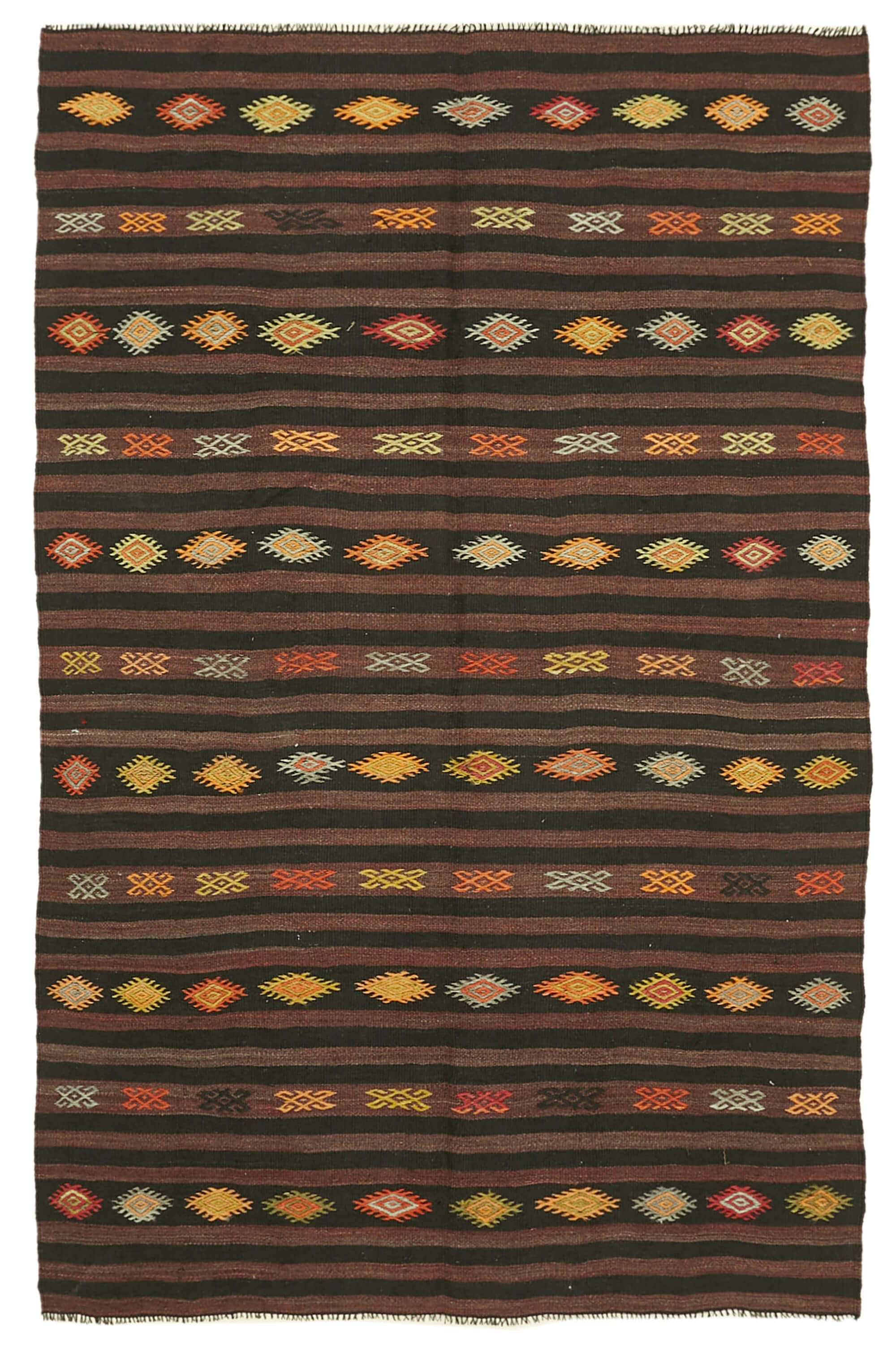 7 x 10 Brown Vintage Turkish Kilim Rug - 5857