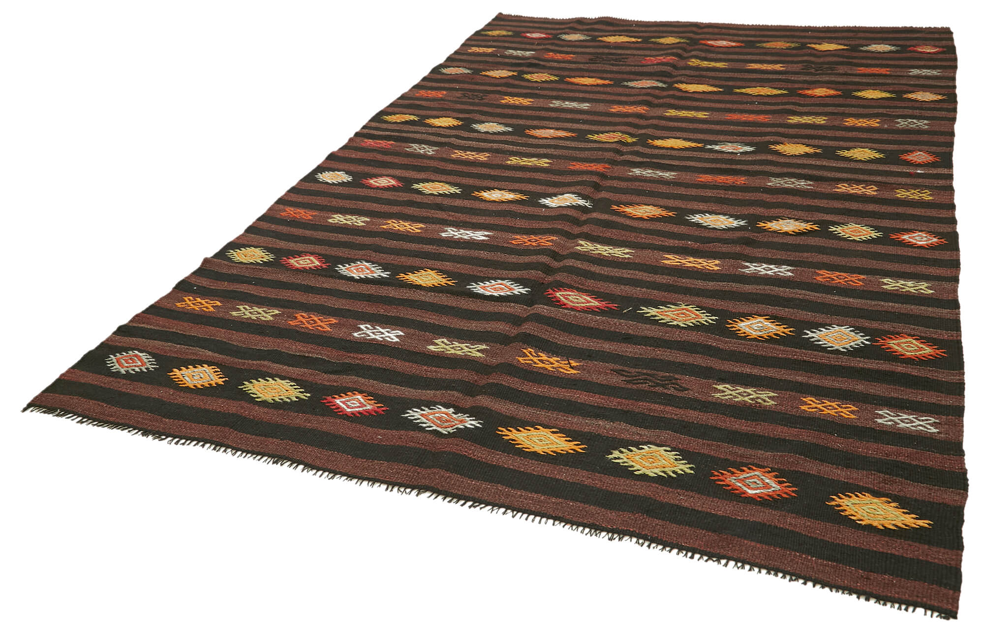 7 x 10 Brown Vintage Turkish Kilim Rug - 5857