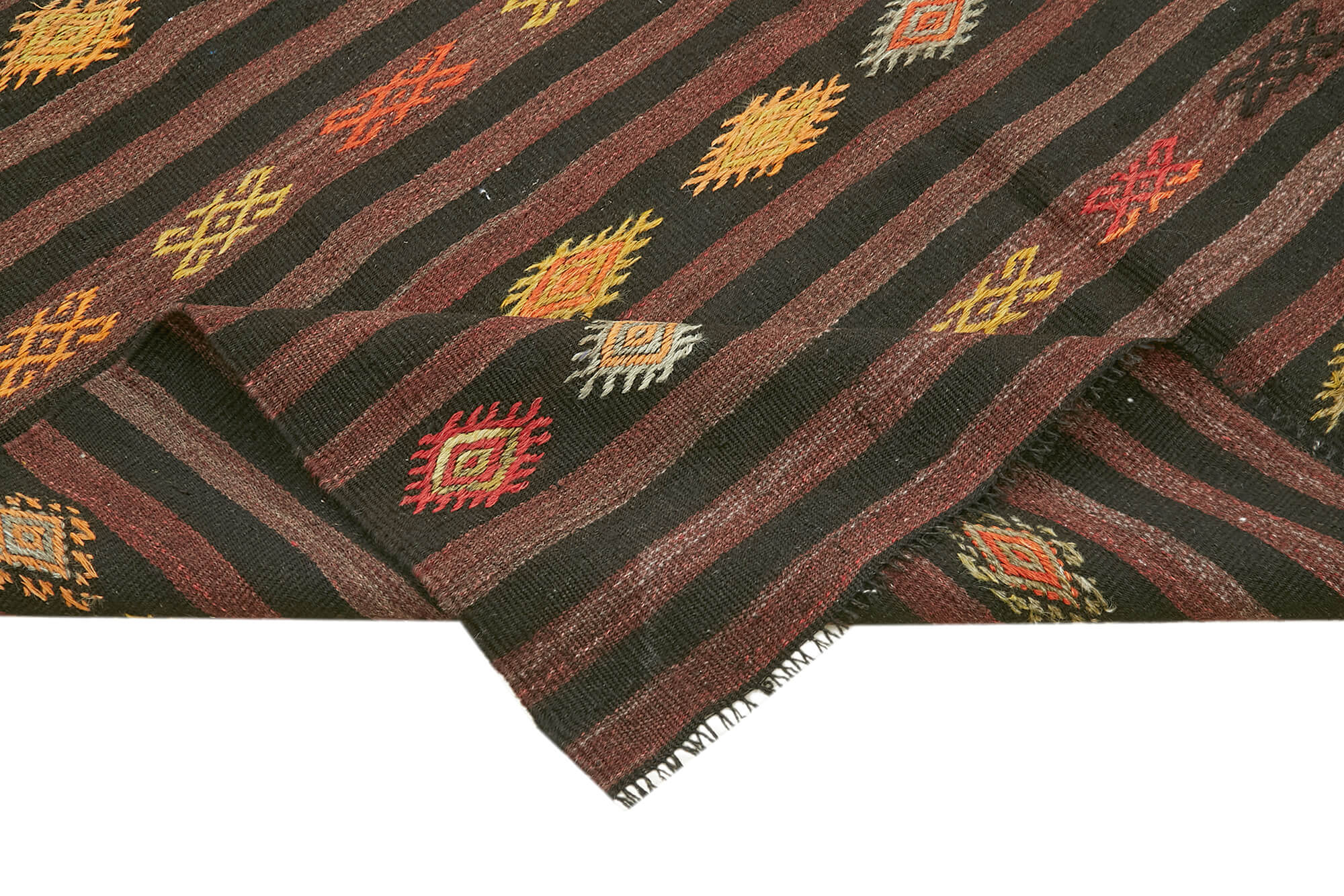 7 x 10 Brown Vintage Turkish Kilim Rug - 5857