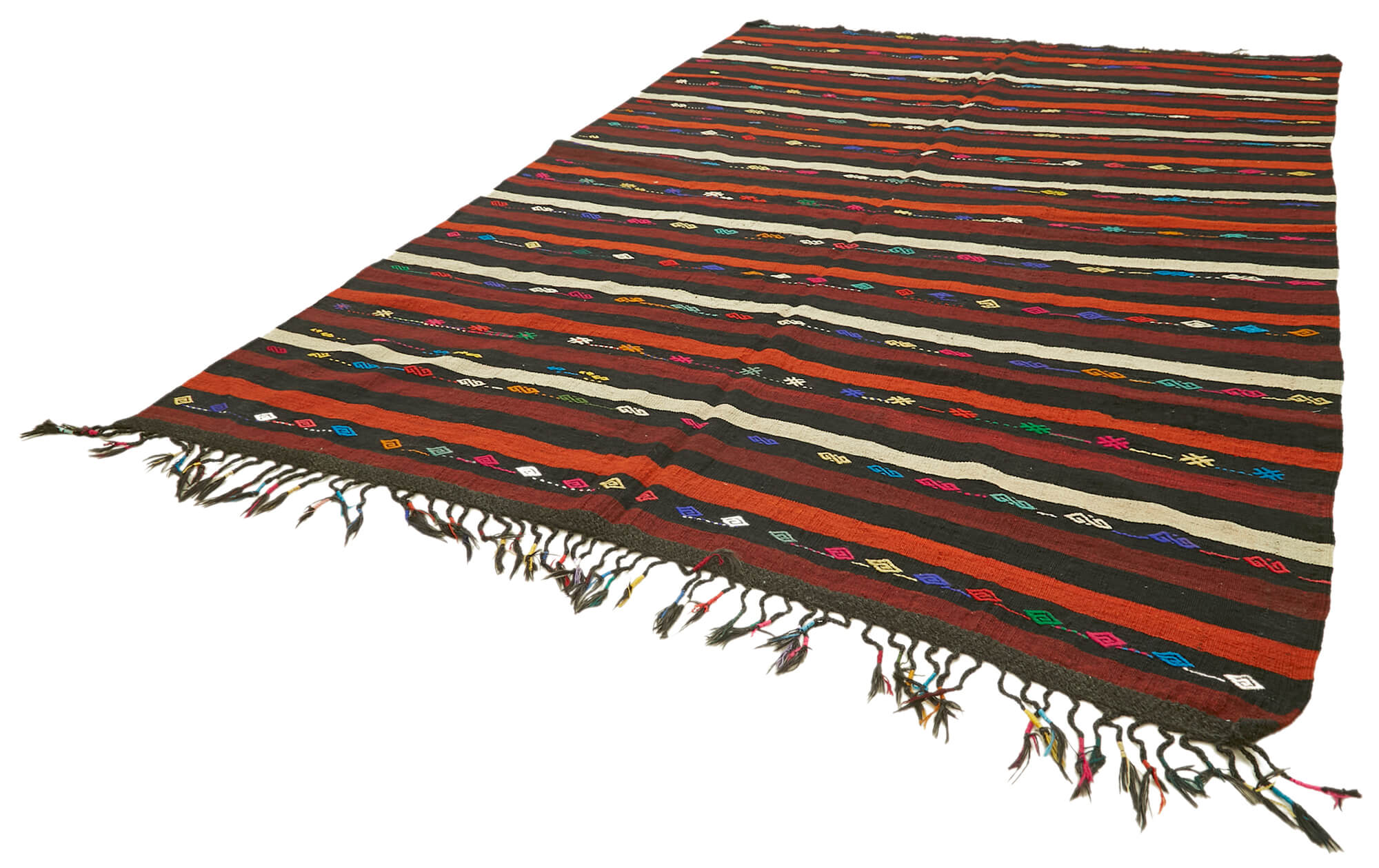 8 x 11 Brown Vintage Turkish Kilim Rug - 5858