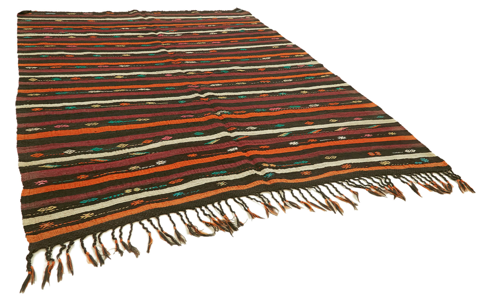 7 x 10 Brown Vintage Turkish Kilim Rug - 5859