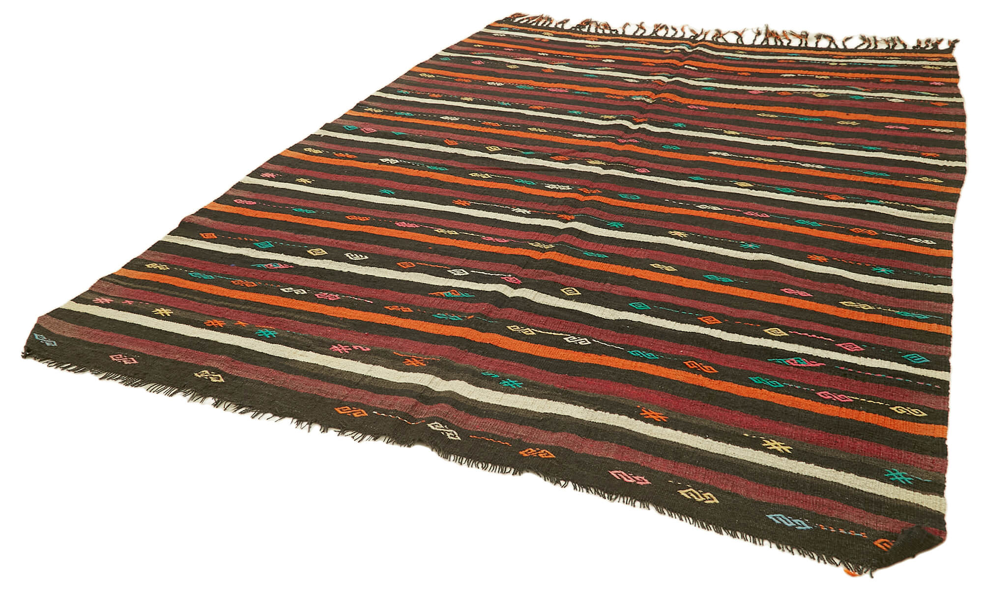 7 x 10 Brown Vintage Turkish Kilim Rug - 5859