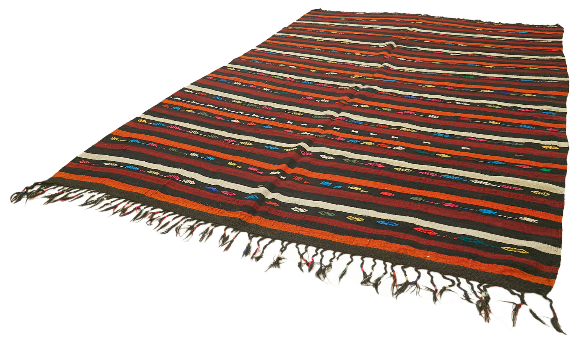 8 x 11 Brown Vintage Turkish Kilim Rug - 5860