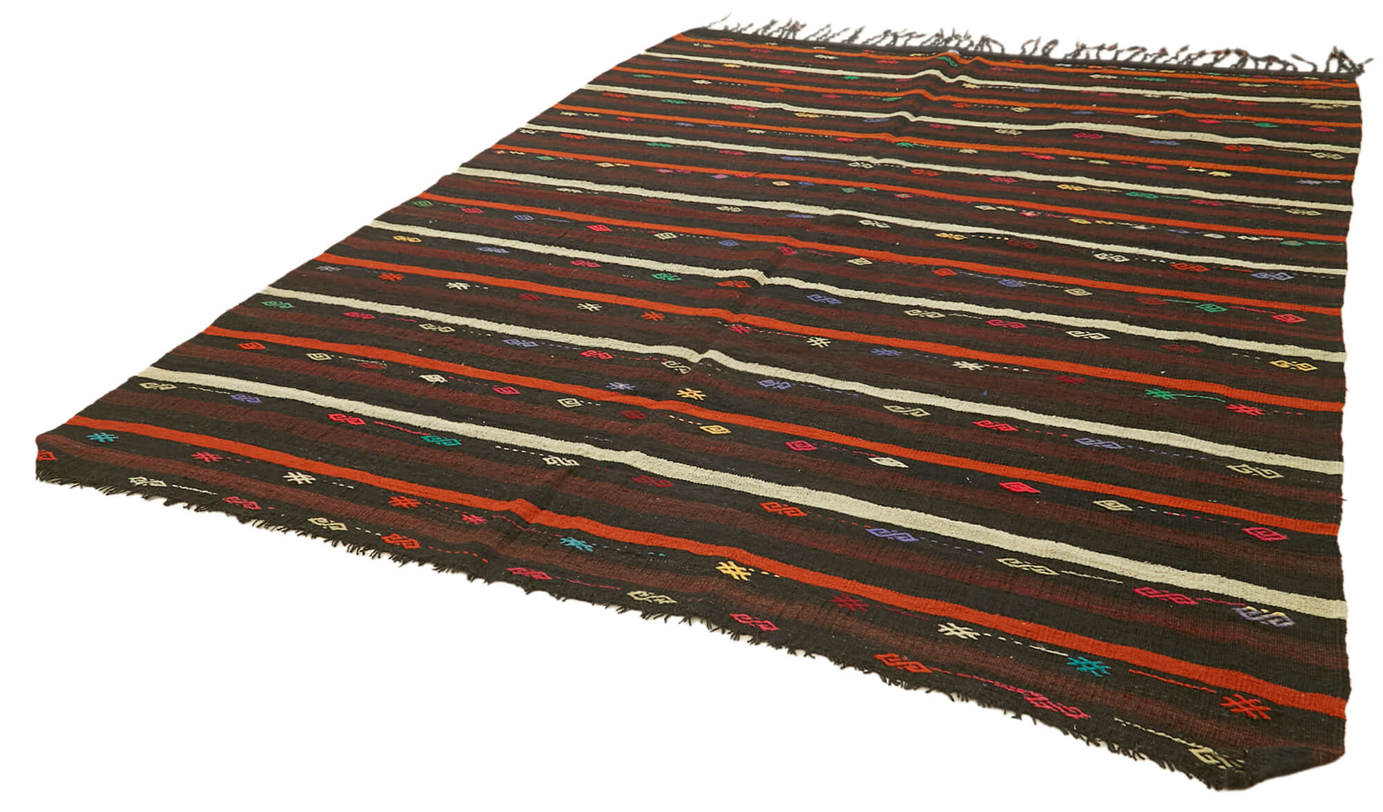 8 x 10 Brown Vintage Turkish Kilim Rug - 5861