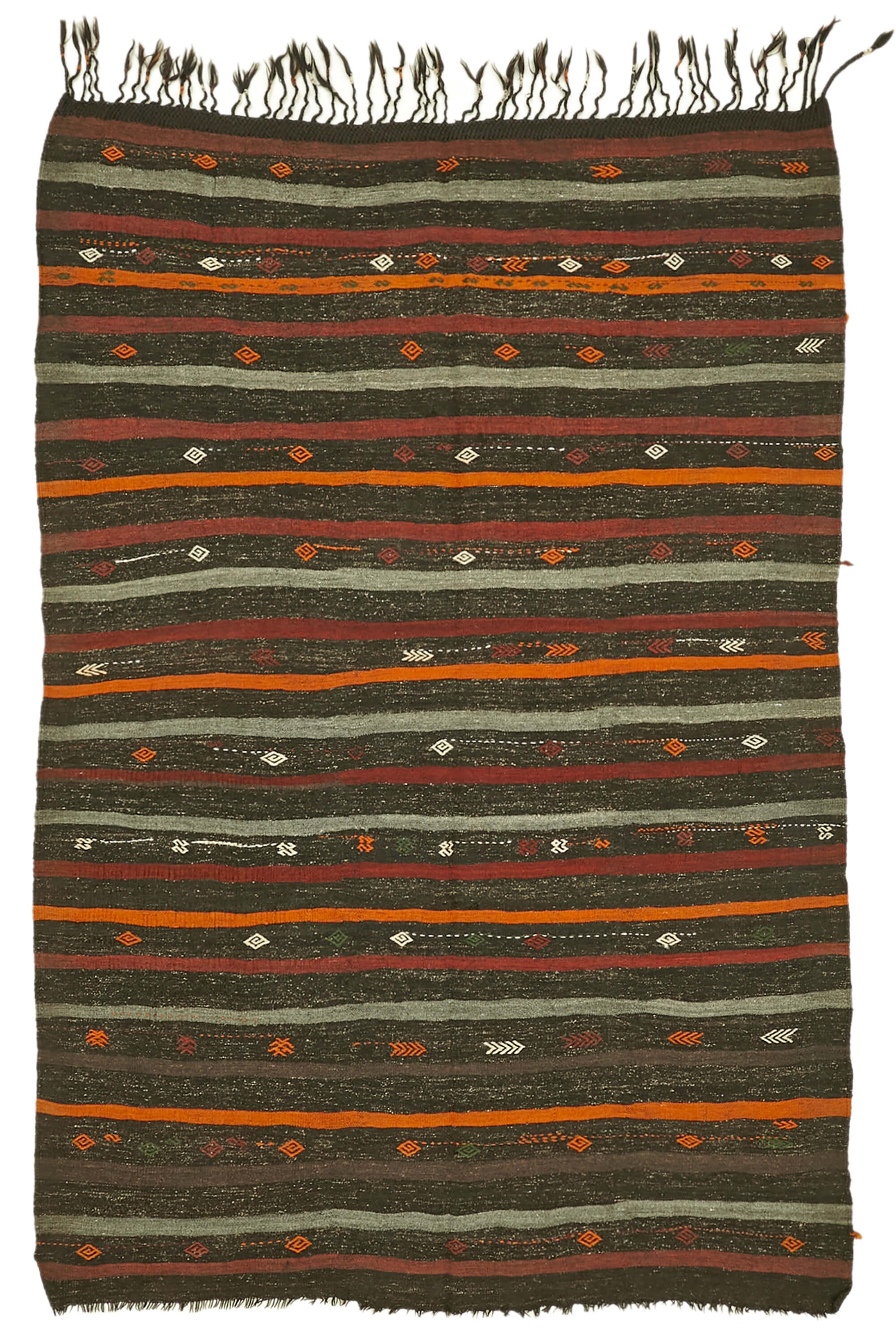 7 x 10 Brown Vintage Turkish Kilim Rug - 5863