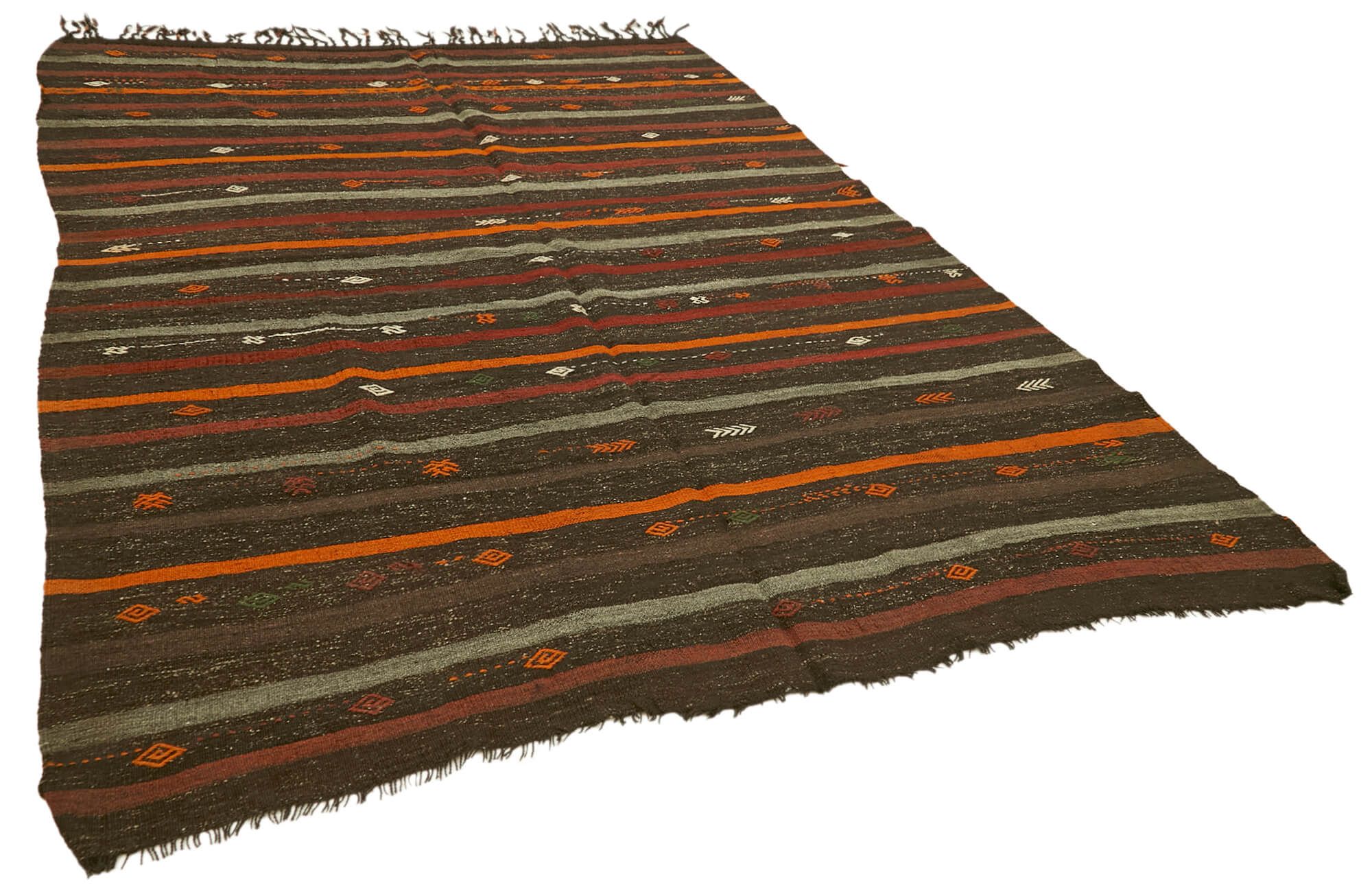 7 x 10 Brown Vintage Turkish Kilim Rug - 5863