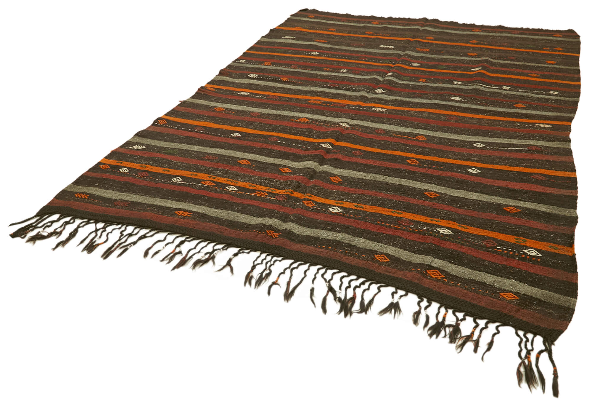 7 x 10 Brown Vintage Turkish Kilim Rug - 5863