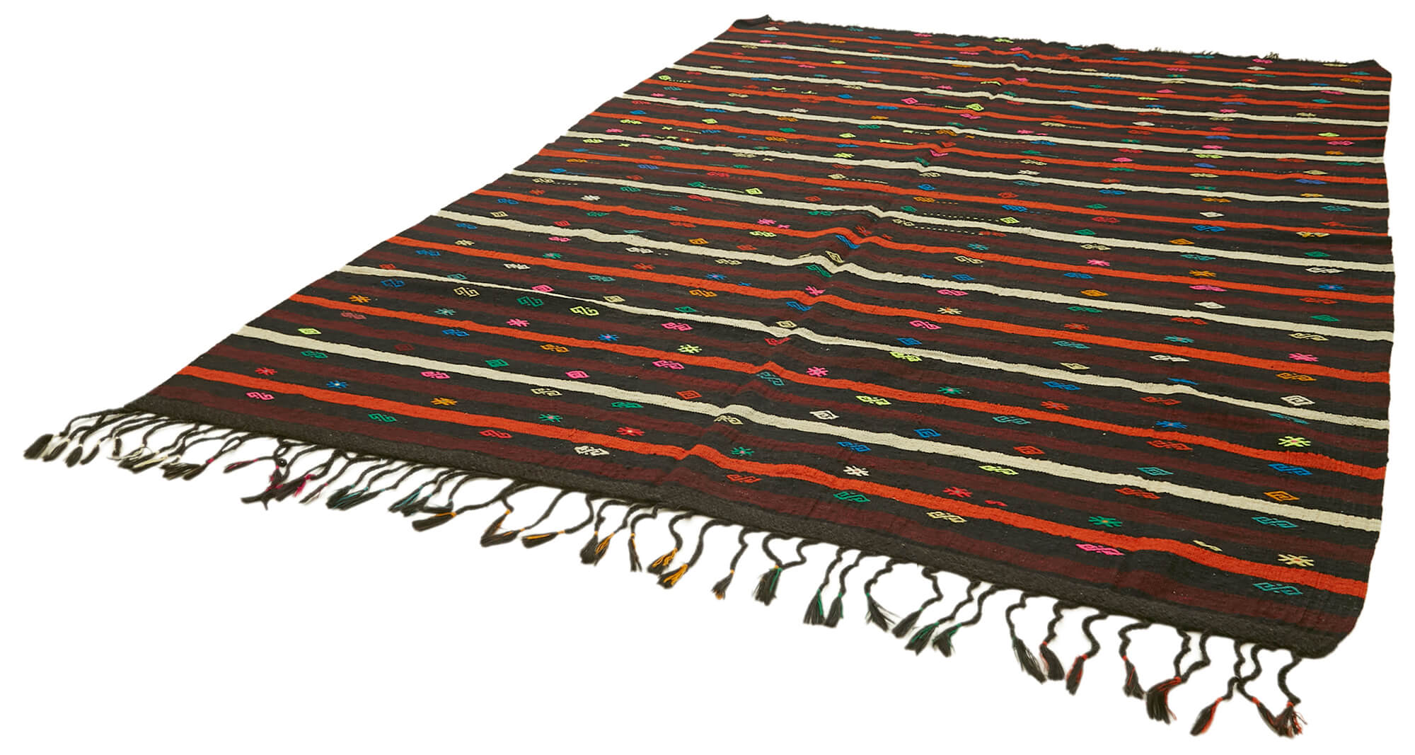 8 x 11 Brown Vintage Turkish Kilim Rug - 5865