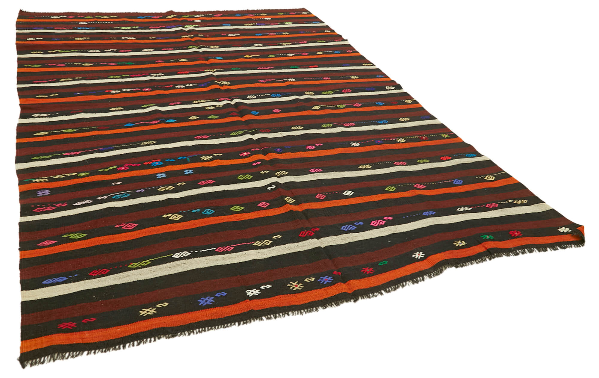 7 x 11 Brown Vintage Turkish Kilim Rug - 5869