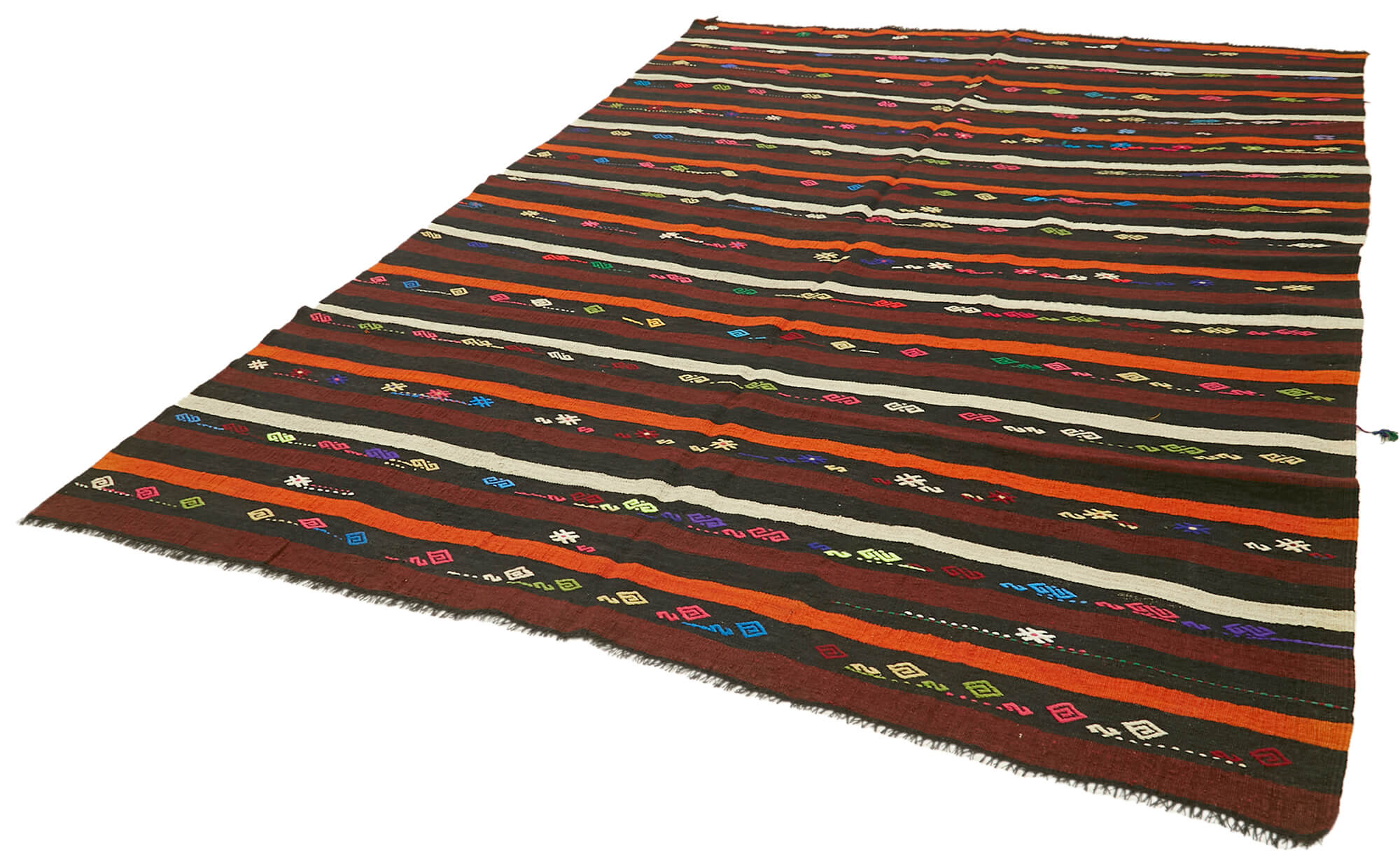 7 x 11 Brown Vintage Turkish Kilim Rug - 5869