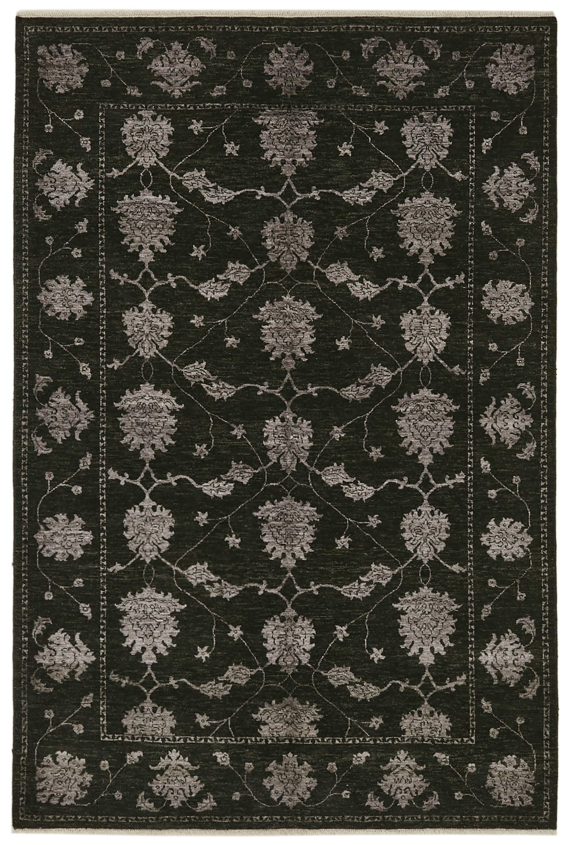 6 x 9 Black Oushak Rug - 5885