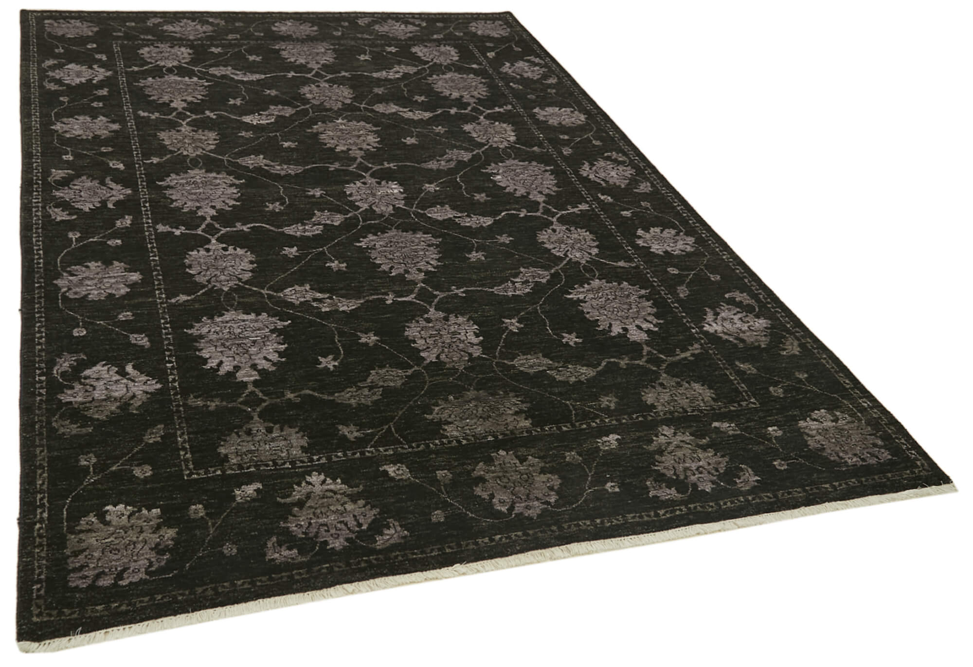 6 x 9 Black Oushak Rug - 5885