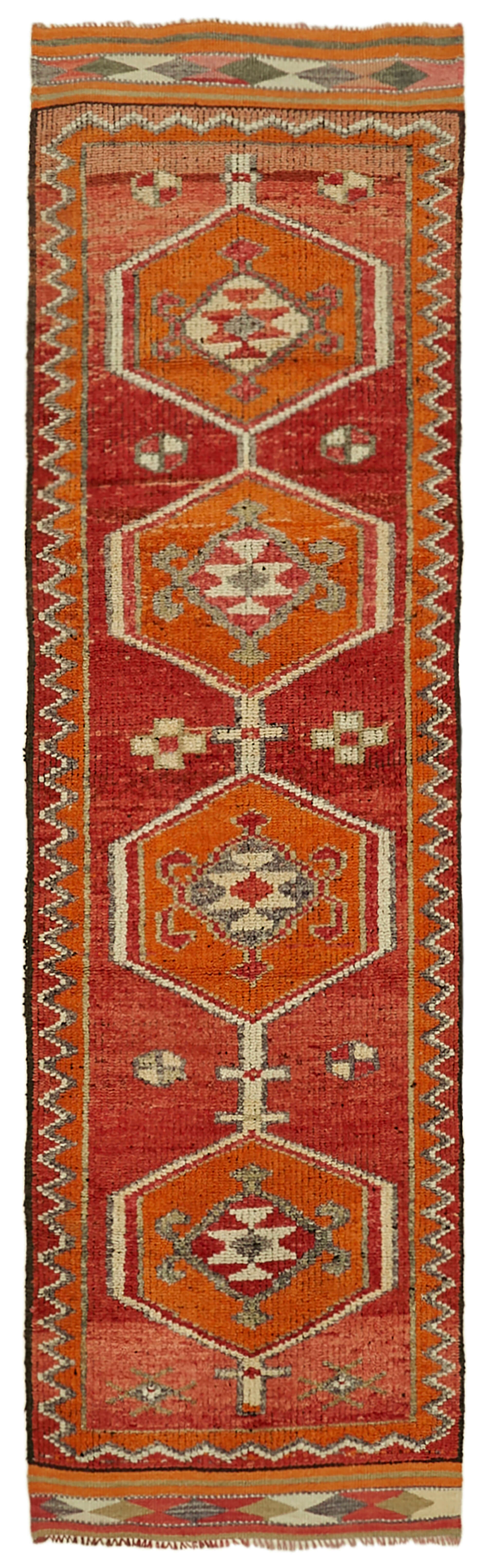 3 x 11 Orange Boho Runner Rugs - 5990